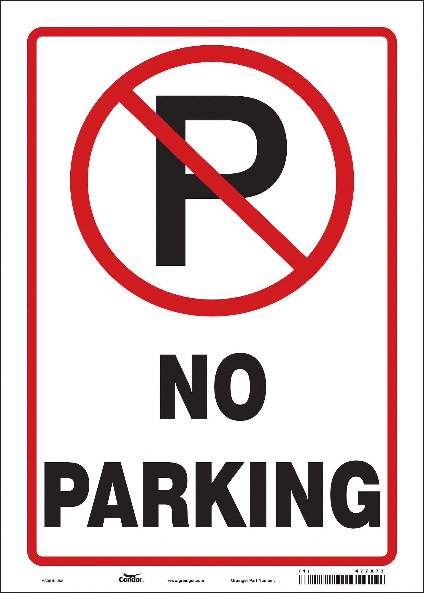 No Parking Sign, 14" x 10"