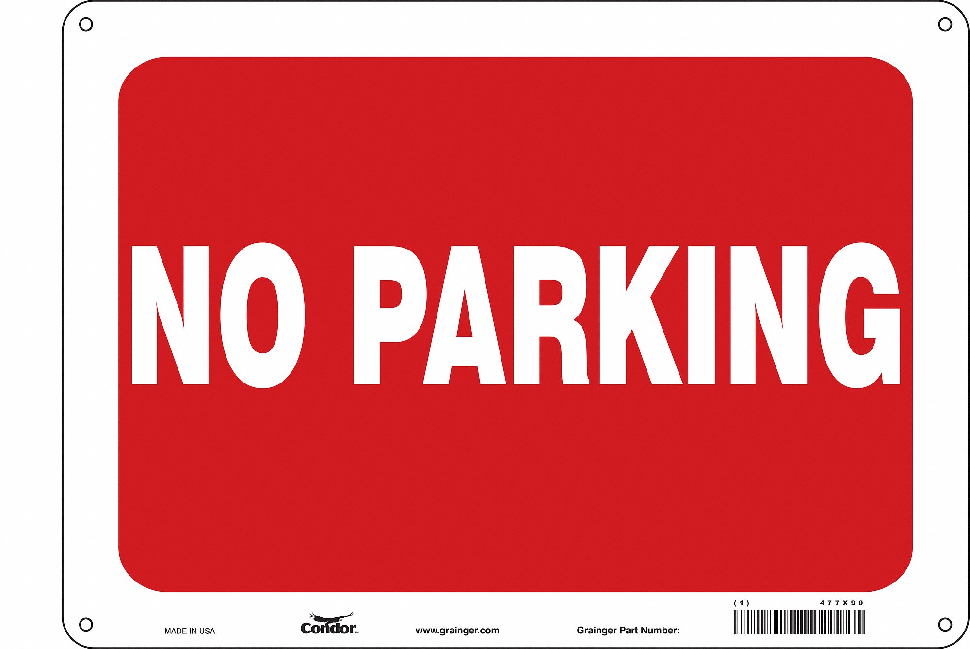 No Parking Sign, 10" x 14"