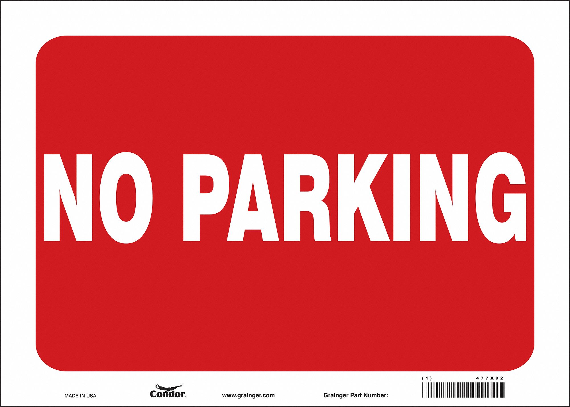 No Parking Sign, 10" x 14"