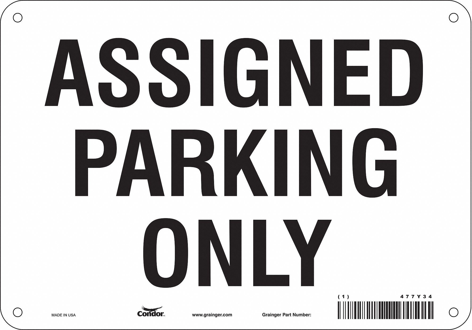 CONDOR Authorized & Assigned Parking Sign, Sign Legend Assigned Parking ...