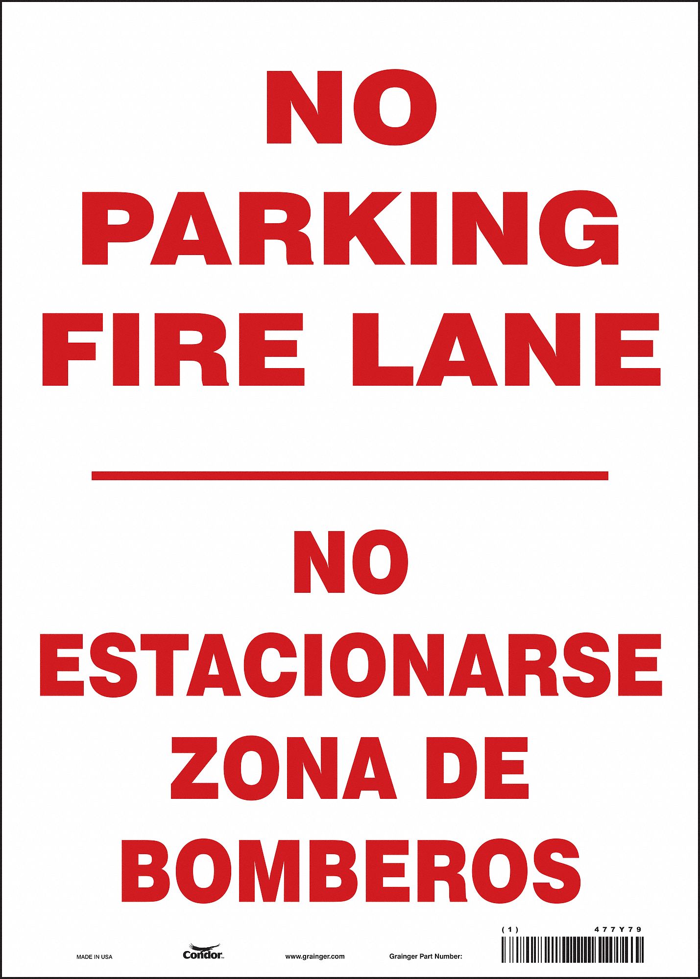 Fire Lane No Parking Sign, 14" x 10"