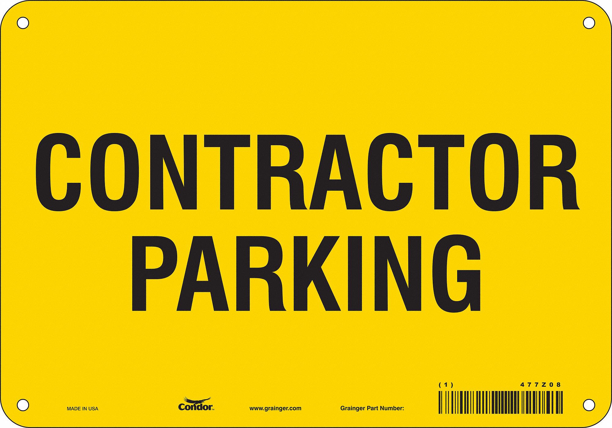 Contractor Parking Sign, 7" x 10"