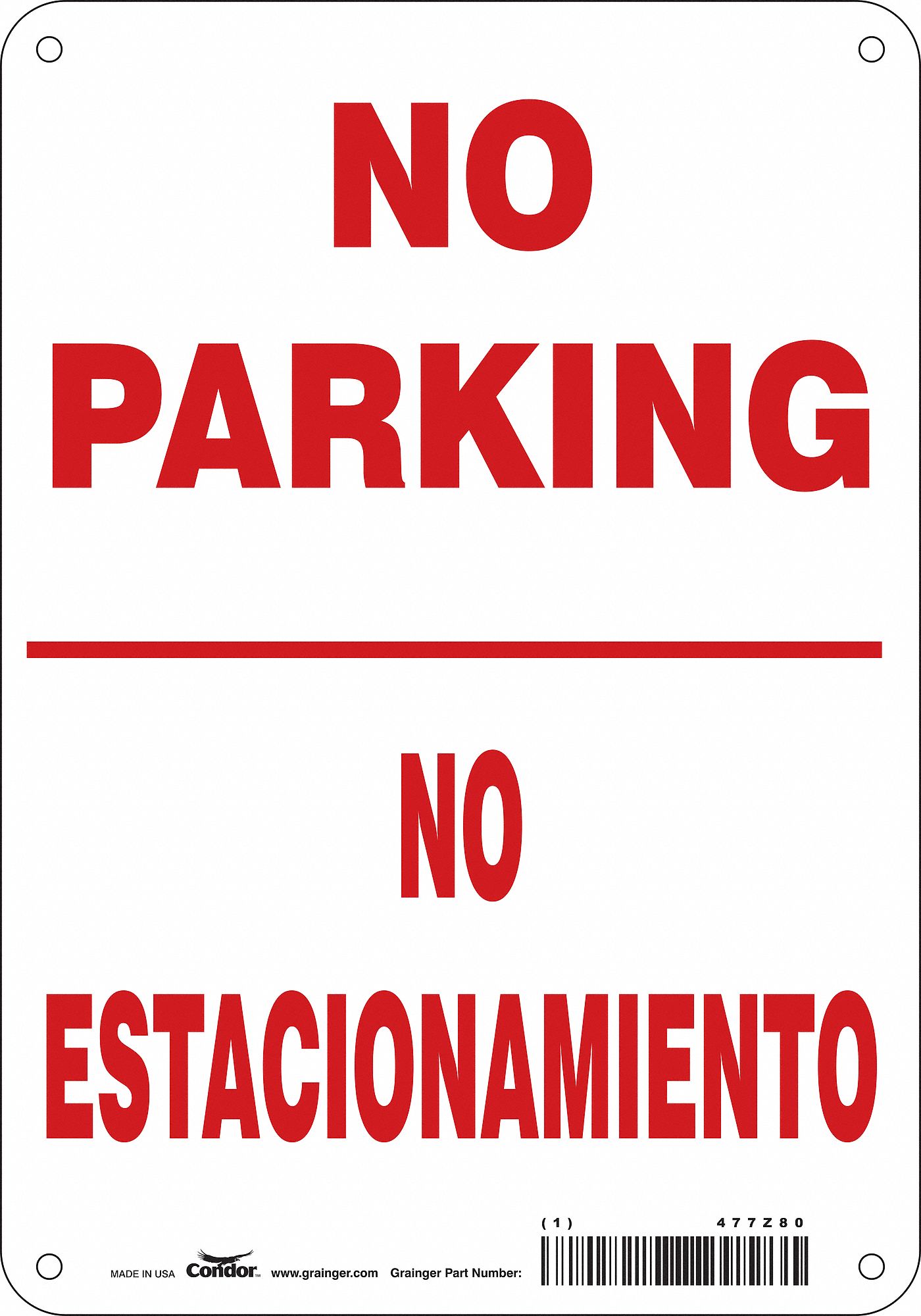 Traffic Sign: 10 in x 7 in Nominal Sign Size, Polyethylene, 0.055 in, Not Retroreflective