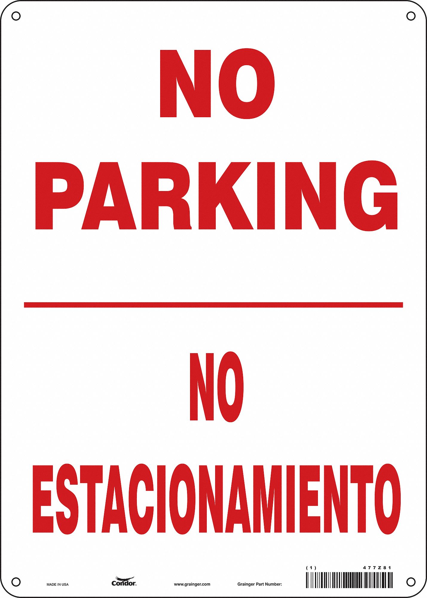 Traffic Sign: 14 in x 10 in Nominal Sign Size, Polyethylene, 0.055 in, Not Retroreflective