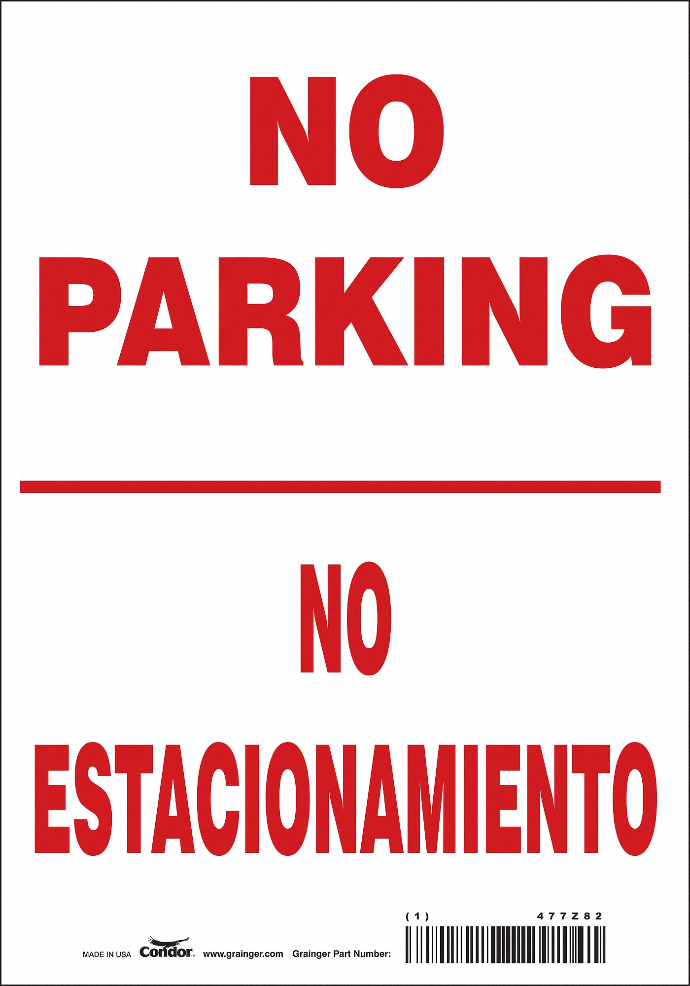 No Parking Sign, 10" x 7"