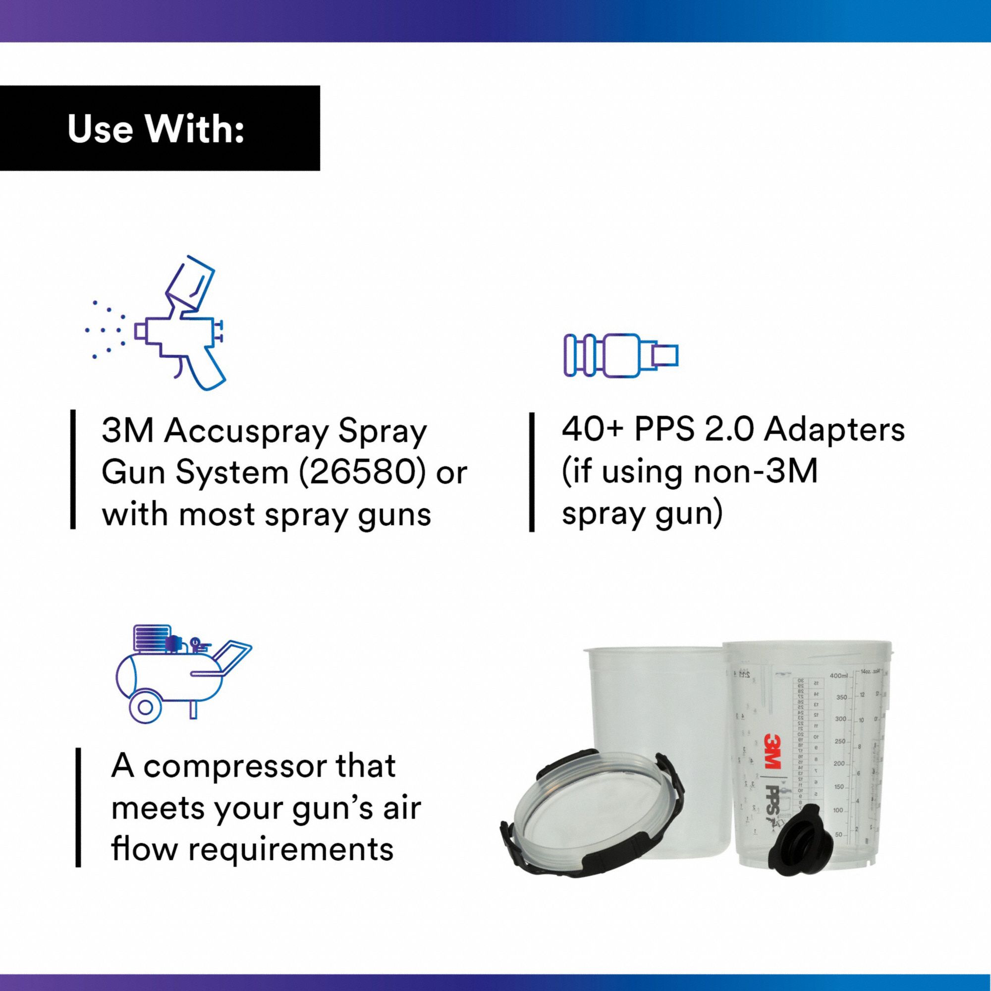 3M Spray Cup System Kit: Screw, 13.5 fl oz Capacity, 3M(TM) PPS(TM ...