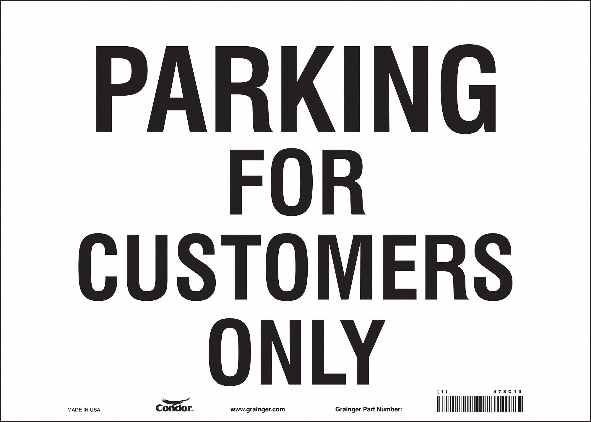 Customer Parking Sign, 10" x 14"