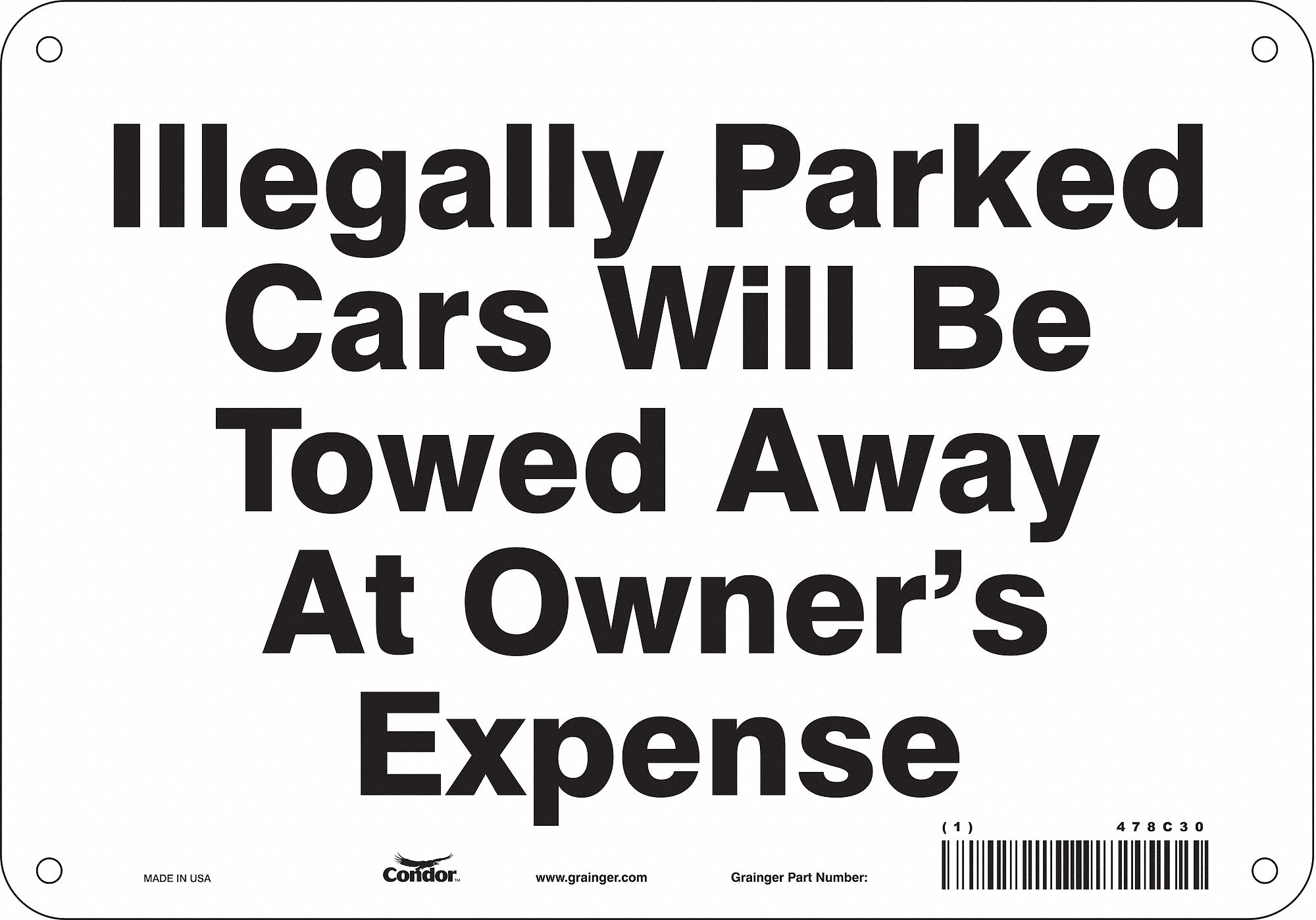 Safety Sign: 7 in x 10 in Nominal Sign Size, Aluminum, 0.032 in, Not Retroreflective