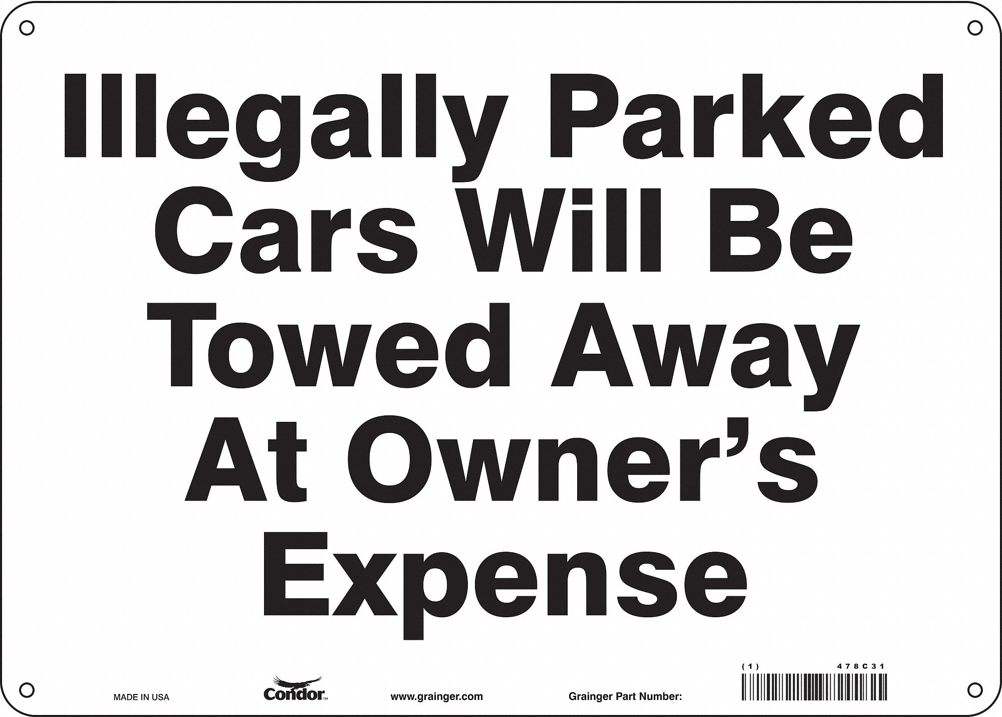 Safety Sign: 10 in x 14 in Nominal Sign Size, Aluminum, 0.032 in, Not Retroreflective, Black