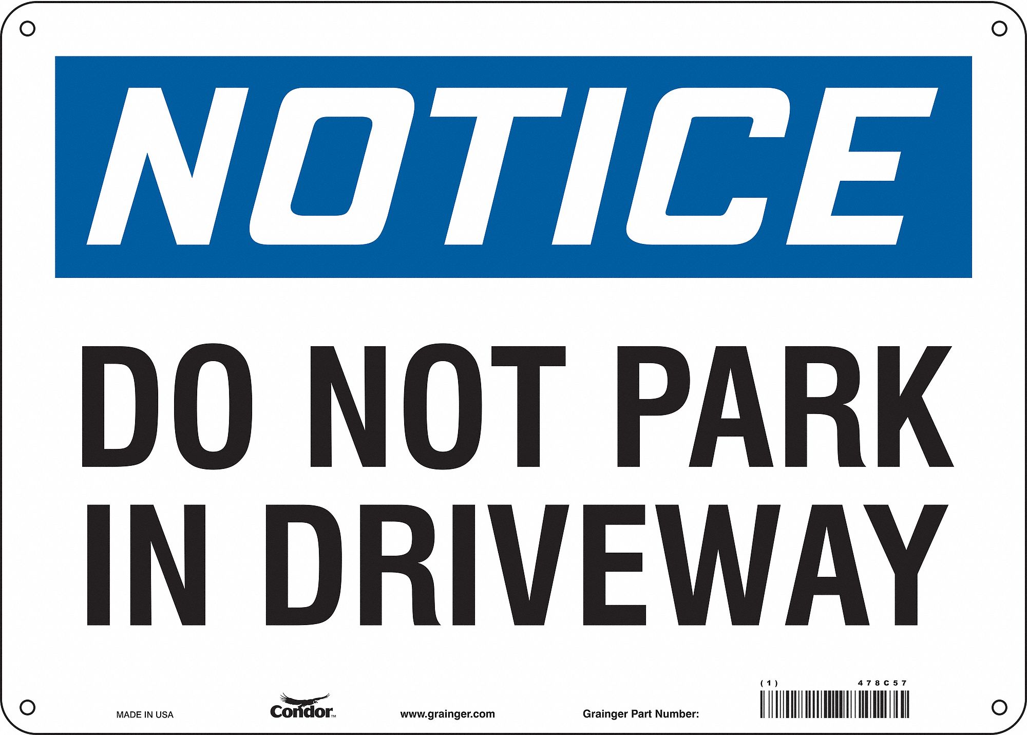 Safety Sign: Polyethylene, Mounting Holes Sign Mounting, 10 in x 14 in Nominal Sign Size
