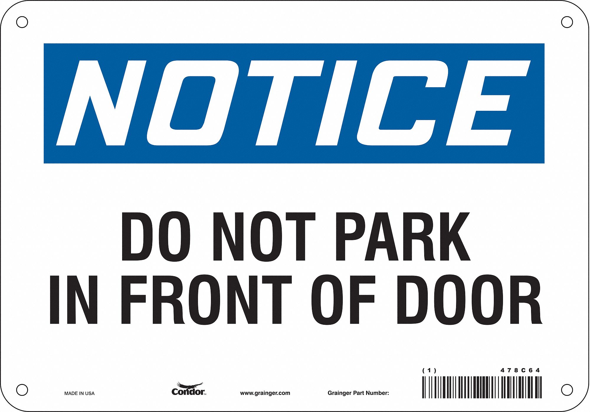 Safety Sign: Polyethylene, Mounting Holes Sign Mounting, 7 in x 10 in Nominal Sign Size