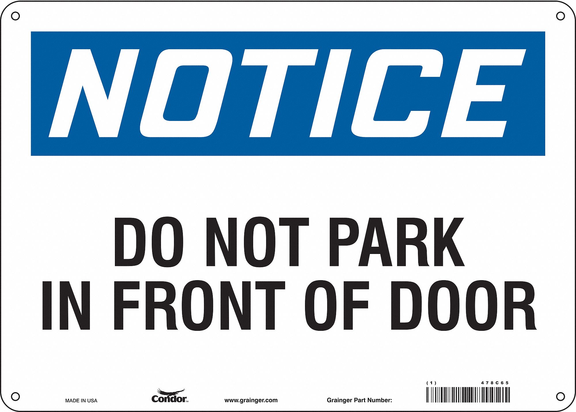 Safety Sign: Polyethylene, Mounting Holes Sign Mounting, 10 in x 14 in Nominal Sign Size