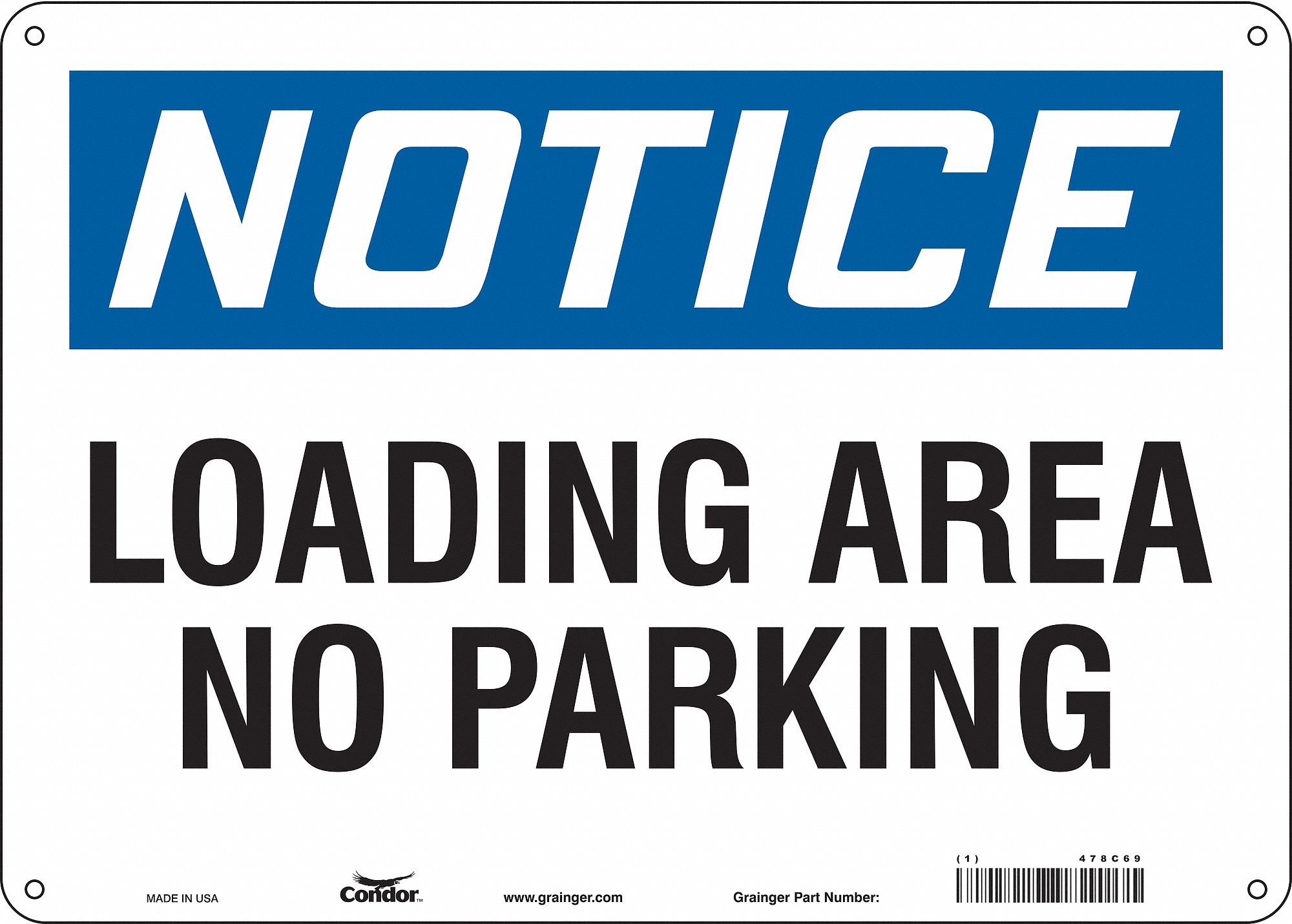 Safety Sign: Aluminum, Mounting Holes Sign Mounting, 10 in x 14 in Nominal Sign Size, 0.032 in Thick