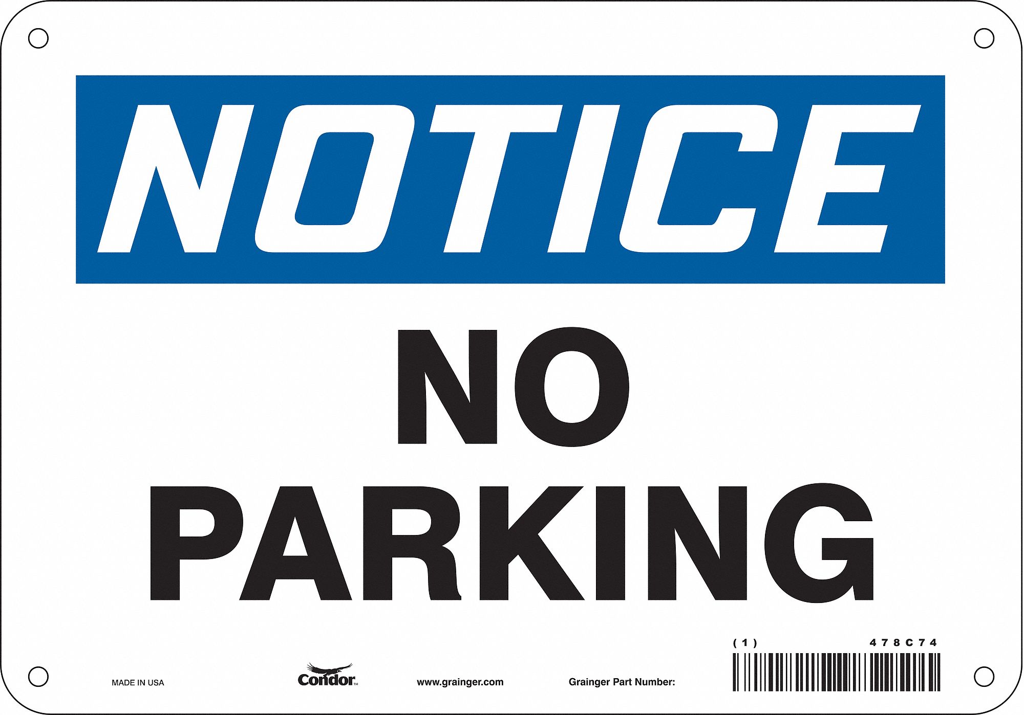 Safety Sign: Aluminum, Mounting Holes Sign Mounting, 7 in x 10 in Nominal Sign Size, 0.032 in Thick