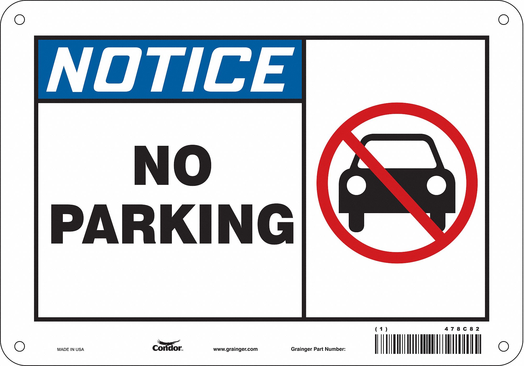 Safety Sign: 7 in x 10 in Nominal Sign Size, Aluminum, 0.032 in, Not Retroreflective