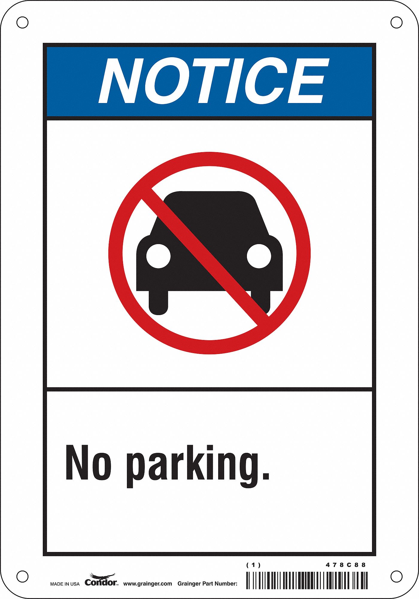 Safety Sign: 10 in x 7 in Nominal Sign Size, Aluminum, 0.032 in, Not Retroreflective