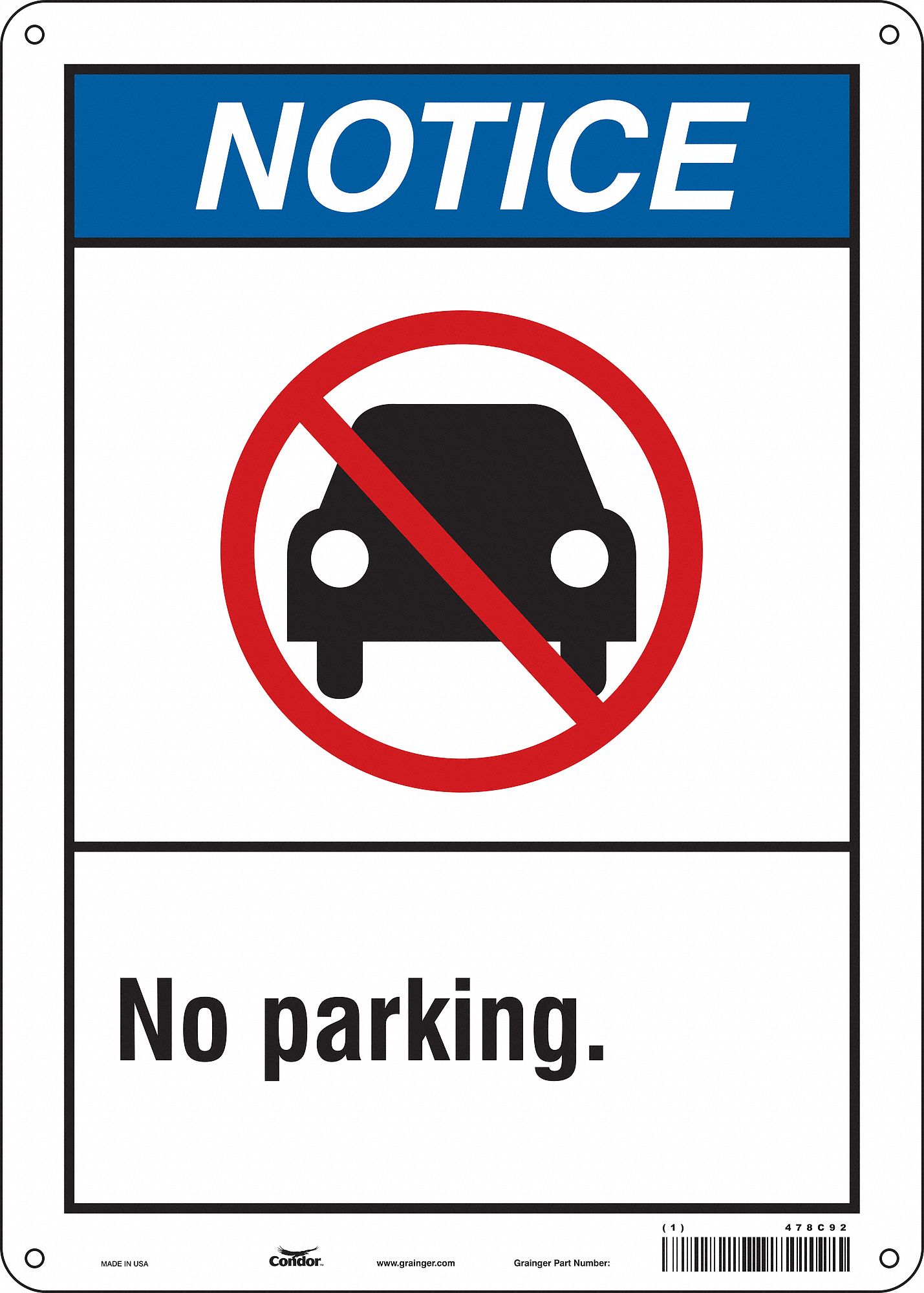 Safety Sign: 14 in x 10 in Nominal Sign Size, Polyethylene, 0.055 in, Not Retroreflective