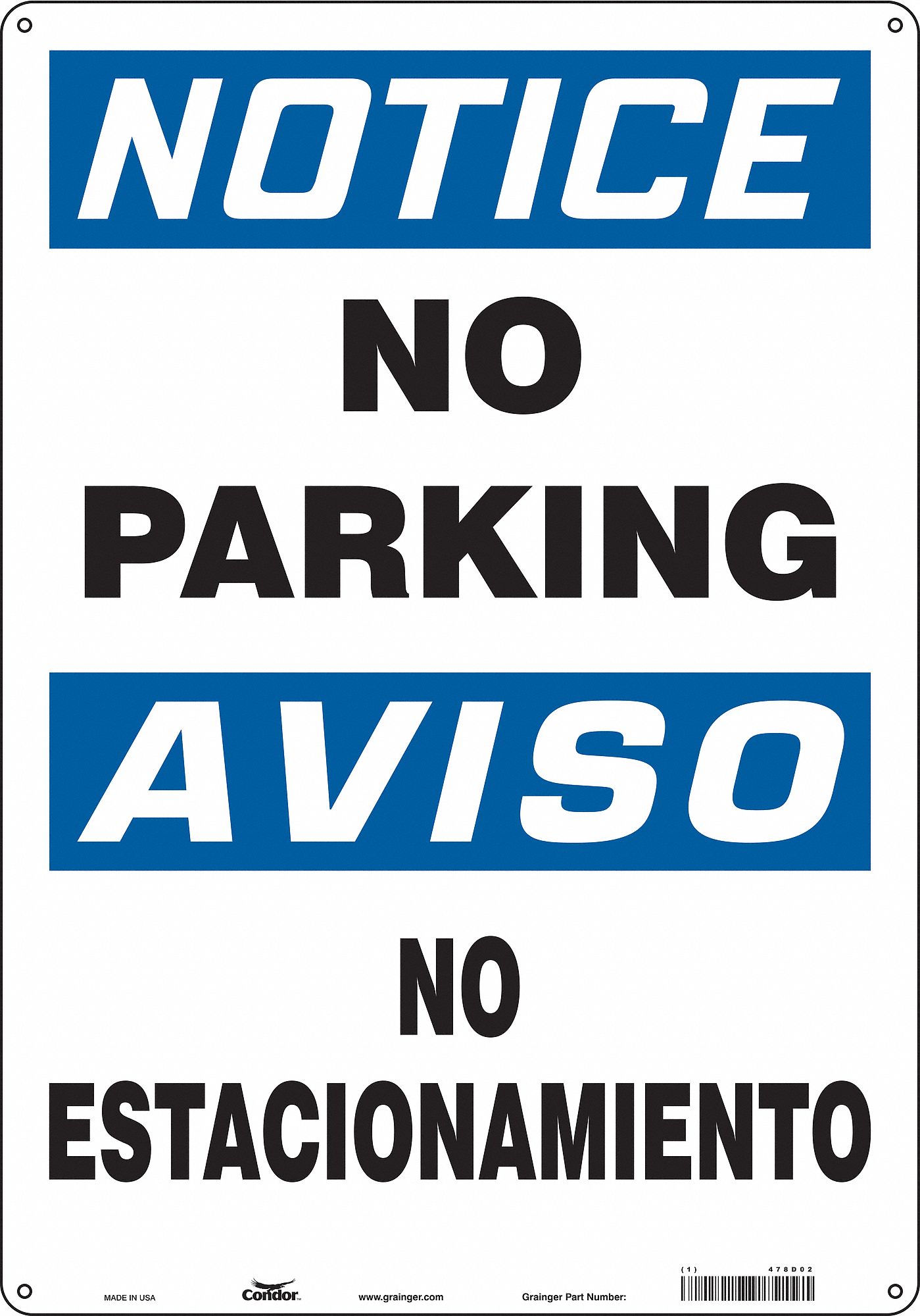 Safety Sign: Polyethylene, Mounting Holes Sign Mounting, 20 in x 14 in Nominal Sign Size