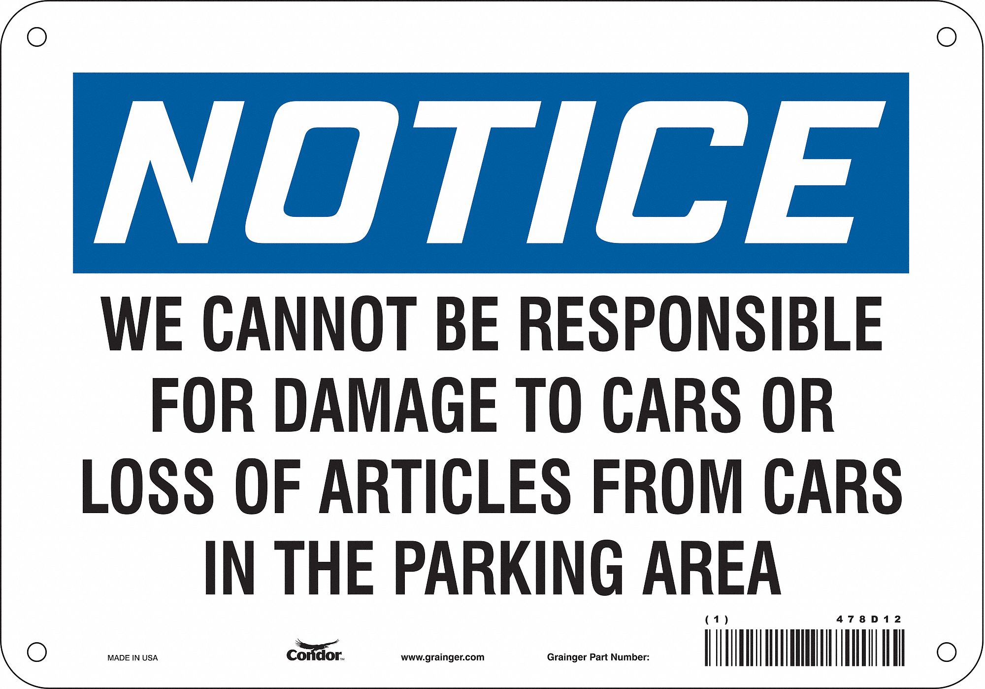 Safety Sign: 7 in x 10 in Nominal Sign Size, Aluminum, 0.032 in, Not Retroreflective, Black