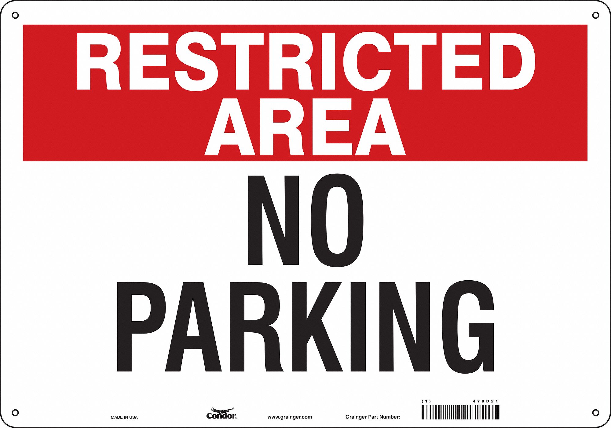 Safety Sign: 14 in x 20 in Nominal Sign Size, Aluminum, 0.032 in, Not Retroreflective