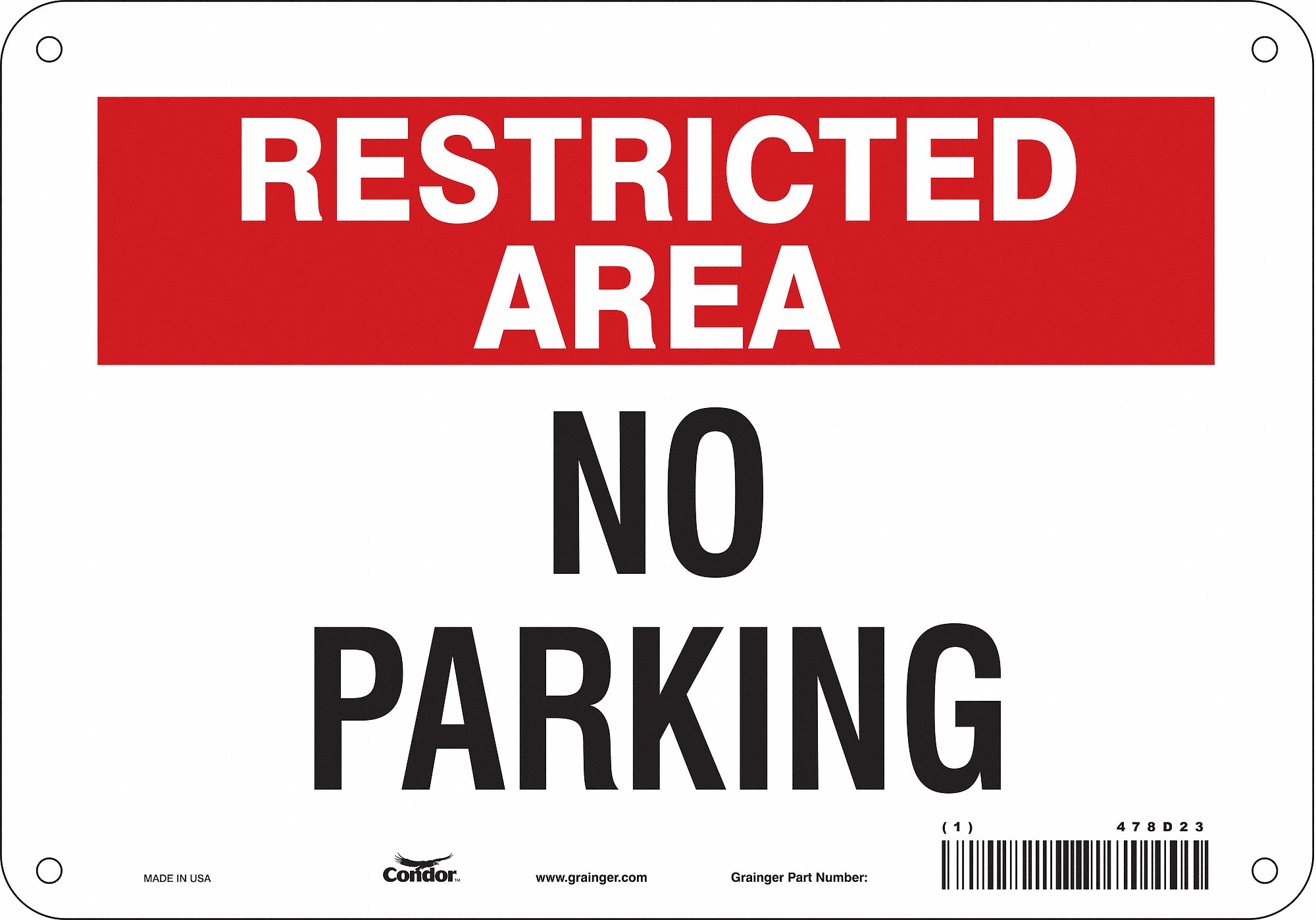 Safety Sign: 7 in x 10 in Nominal Sign Size, Polyethylene, 0.055 in, Not Retroreflective