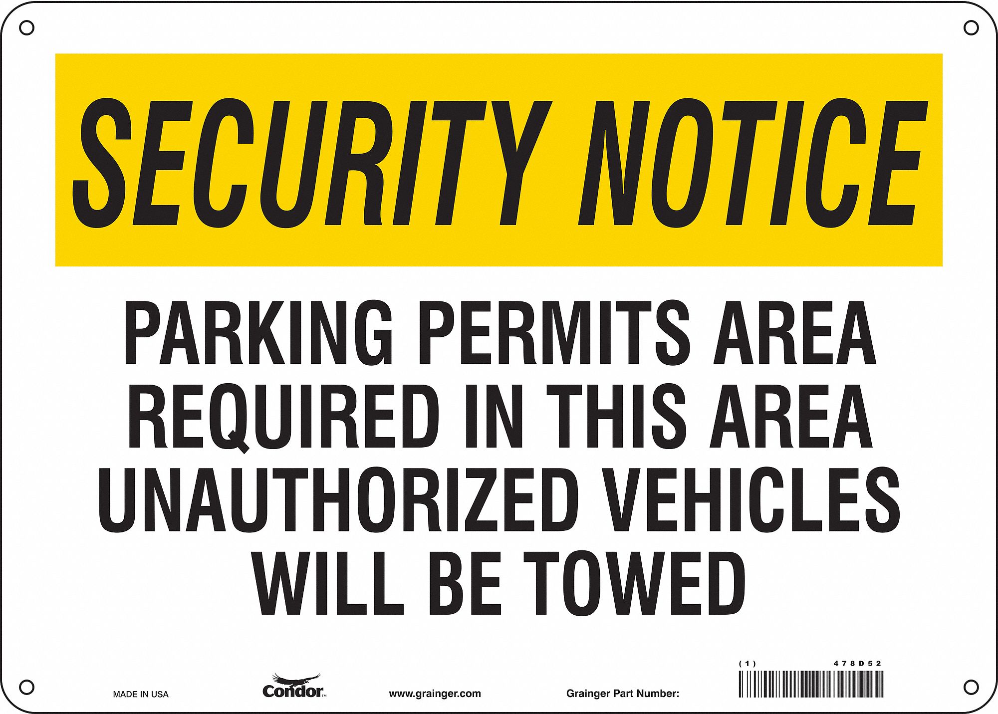 Safety Sign: Polyethylene, Mounting Holes Sign Mounting, 10 in x 14 in Nominal Sign Size