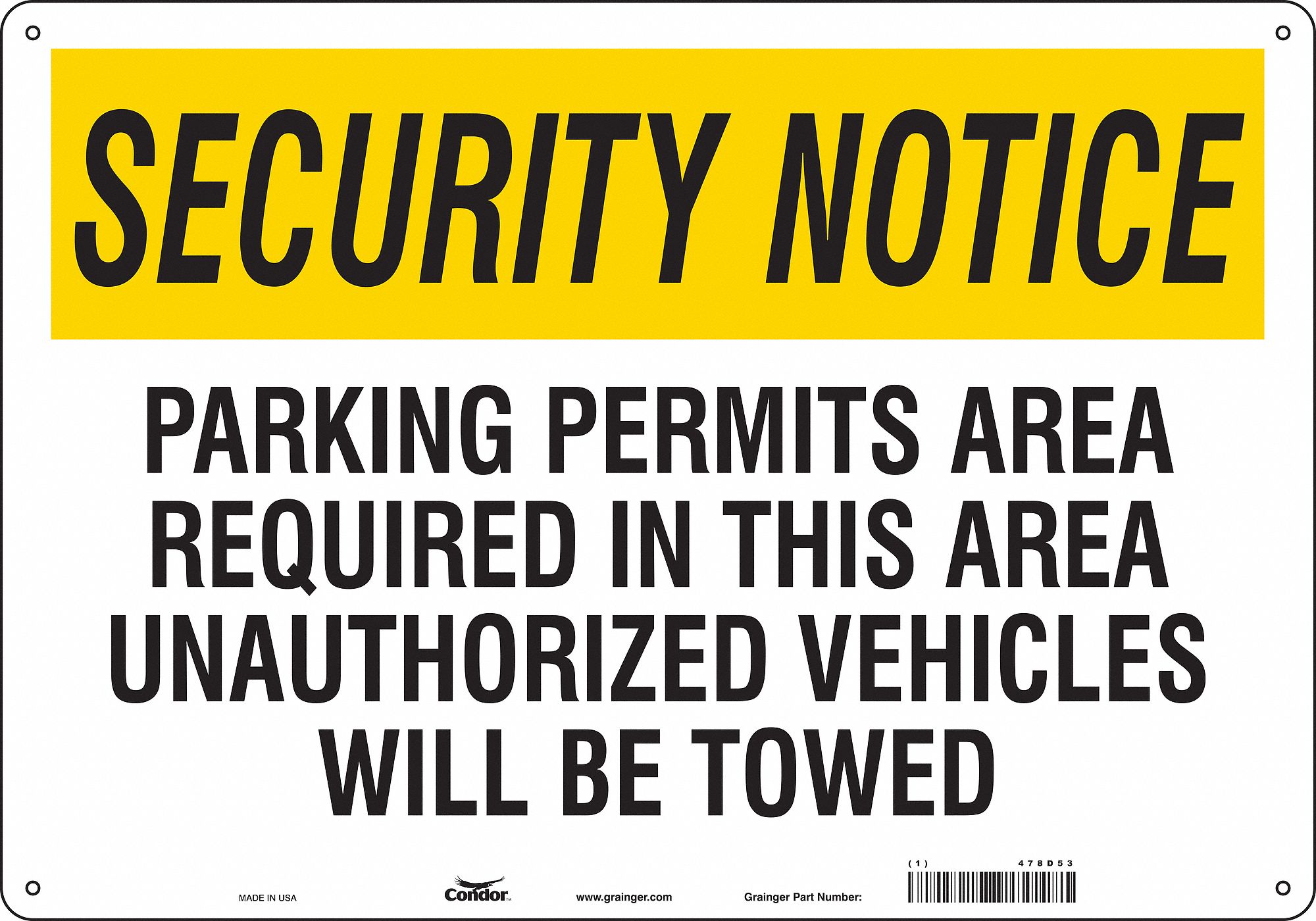 Safety Sign: Polyethylene, Mounting Holes Sign Mounting, 14 in x 20 in Nominal Sign Size