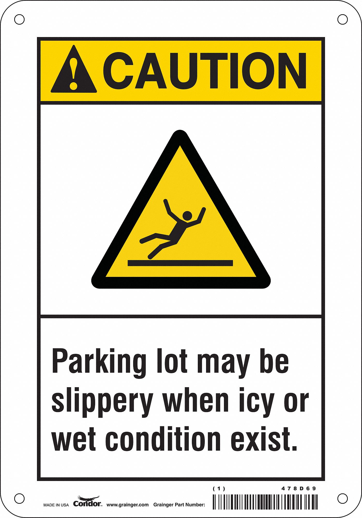 Safety Sign: Aluminum, Mounting Holes Sign Mounting, 10 in x 7 in Nominal Sign Size, 0.032 in Thick