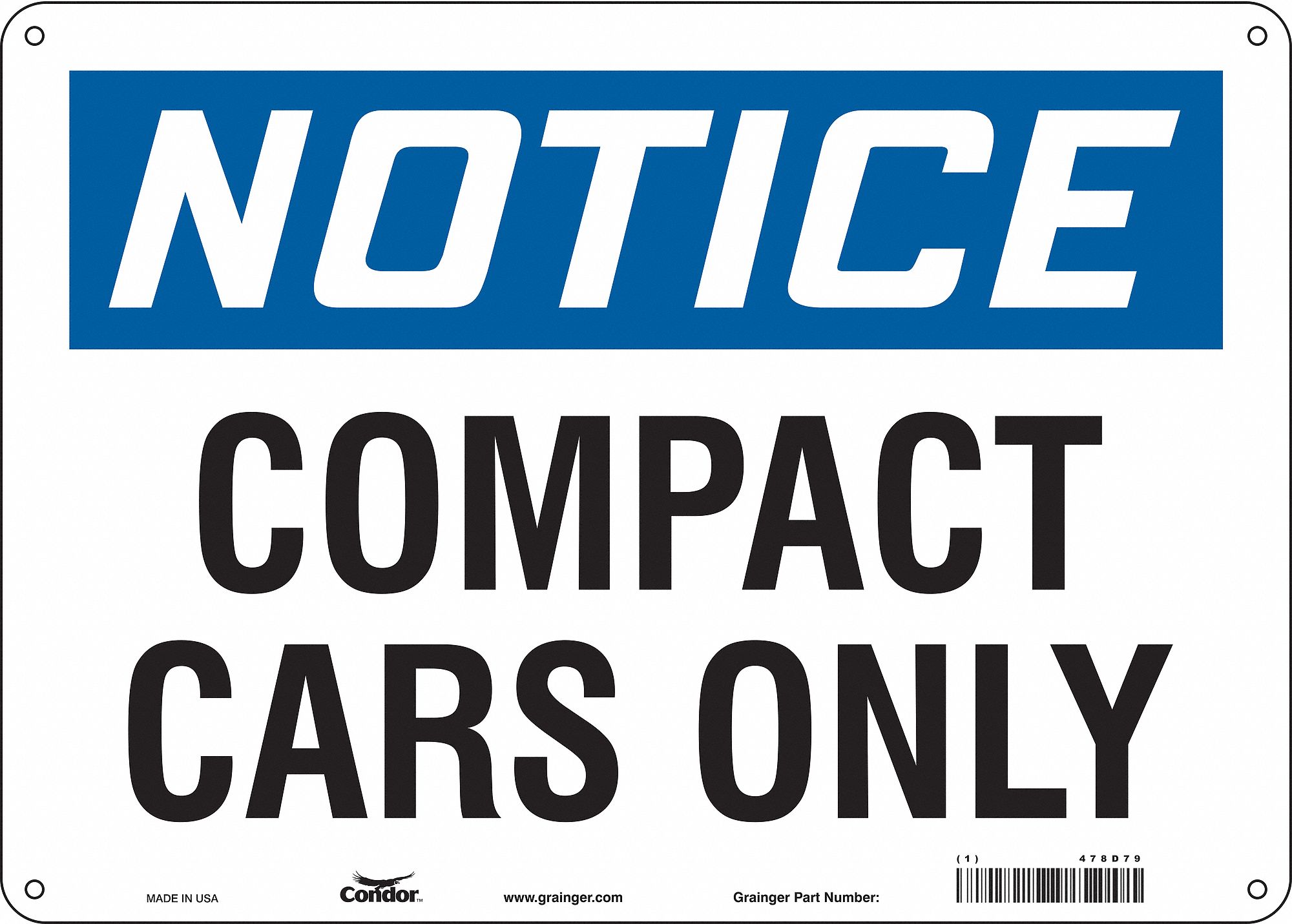 Compact Car Parking Sign, 10" x 14"