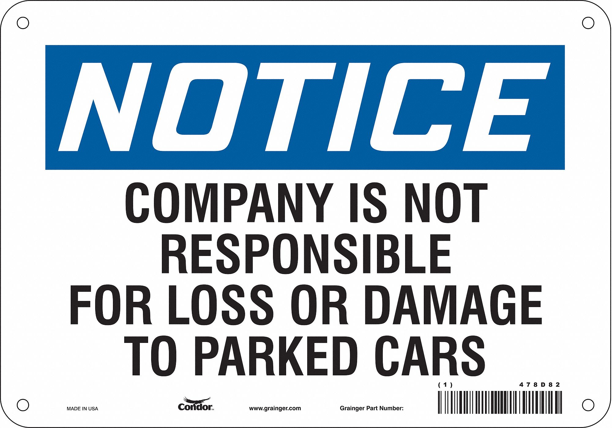 Safety Sign: 7 in x 10 in Nominal Sign Size, Aluminum, 0.032 in, Not Retroreflective
