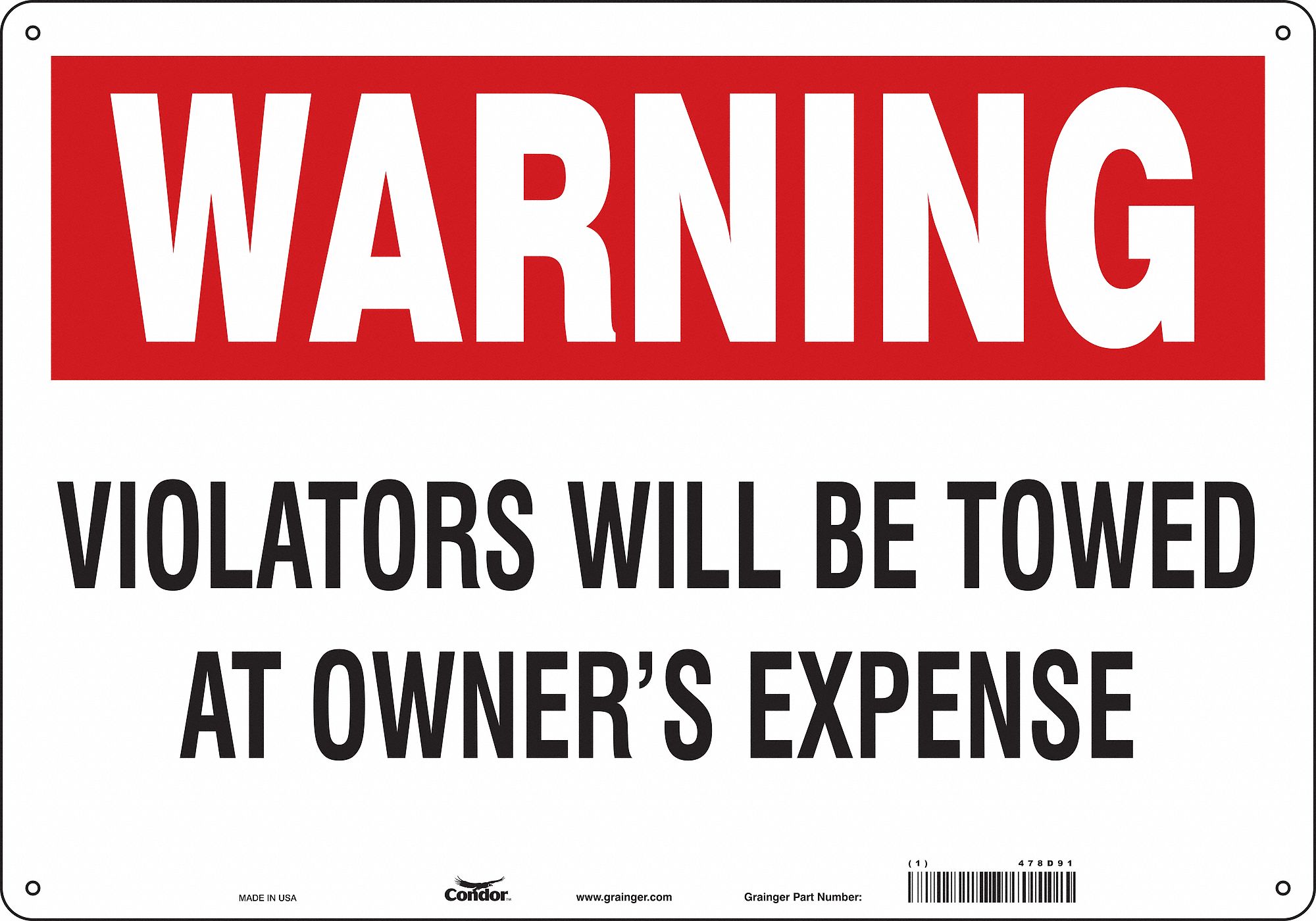 Safety Sign: 14 in x 20 in Nominal Sign Size, Aluminum, 0.032 in, Not Retroreflective
