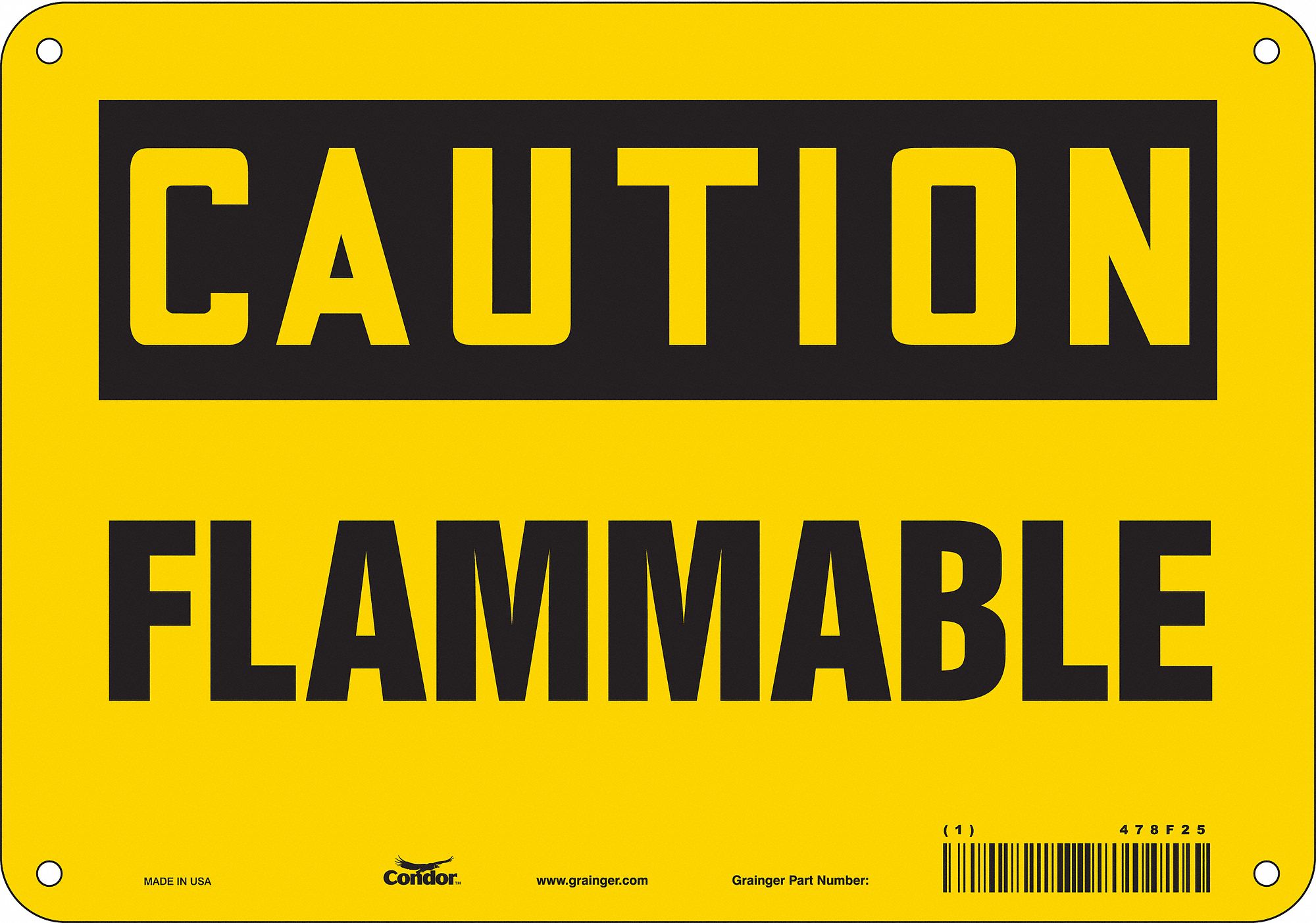 Safety Sign: Aluminum, Mounting Holes Sign Mounting, 7 in x 10 in Nominal Sign Size, 0.032 in Thick