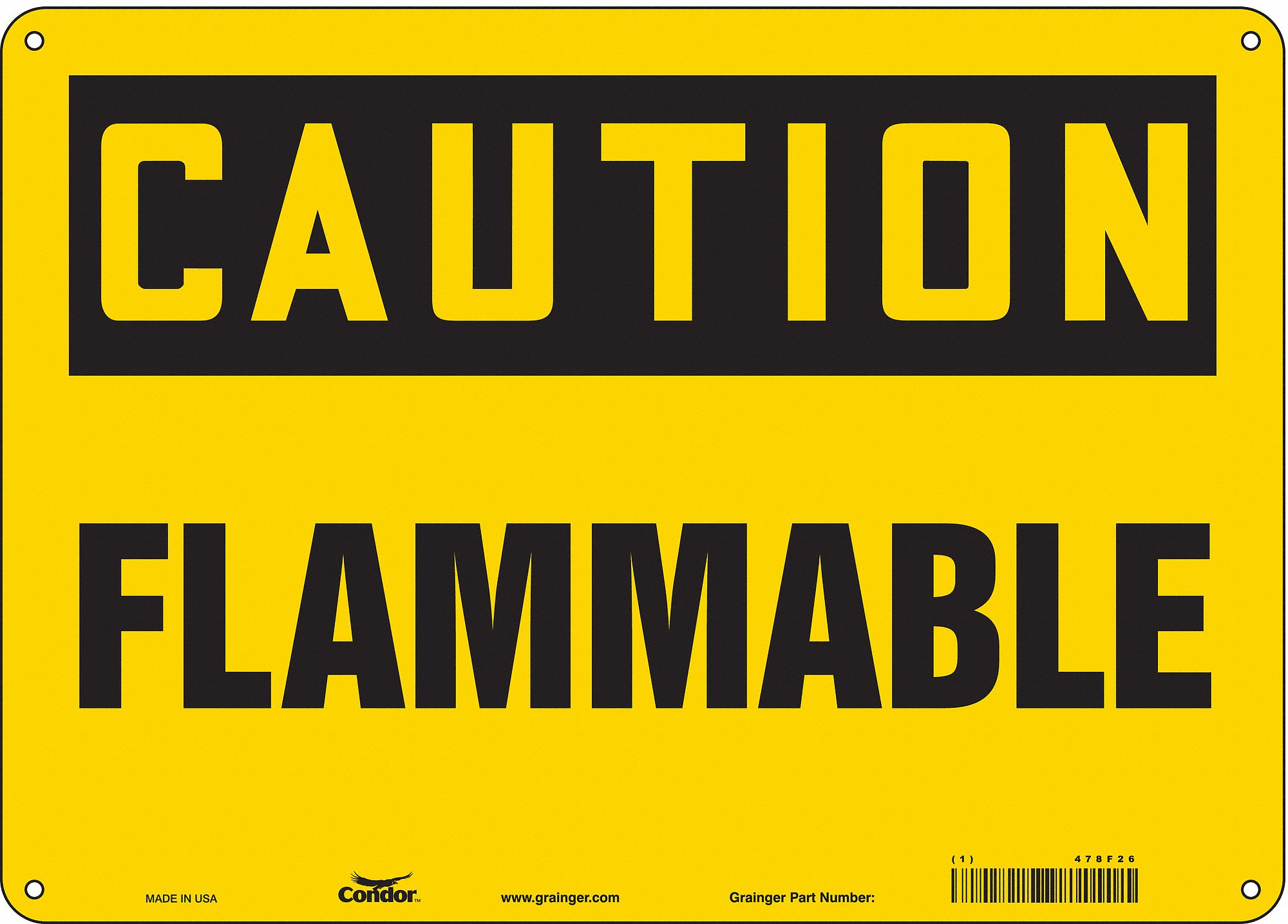 Safety Sign: Aluminum, Mounting Holes Sign Mounting, 10 in x 14 in Nominal Sign Size, 0.032 in Thick