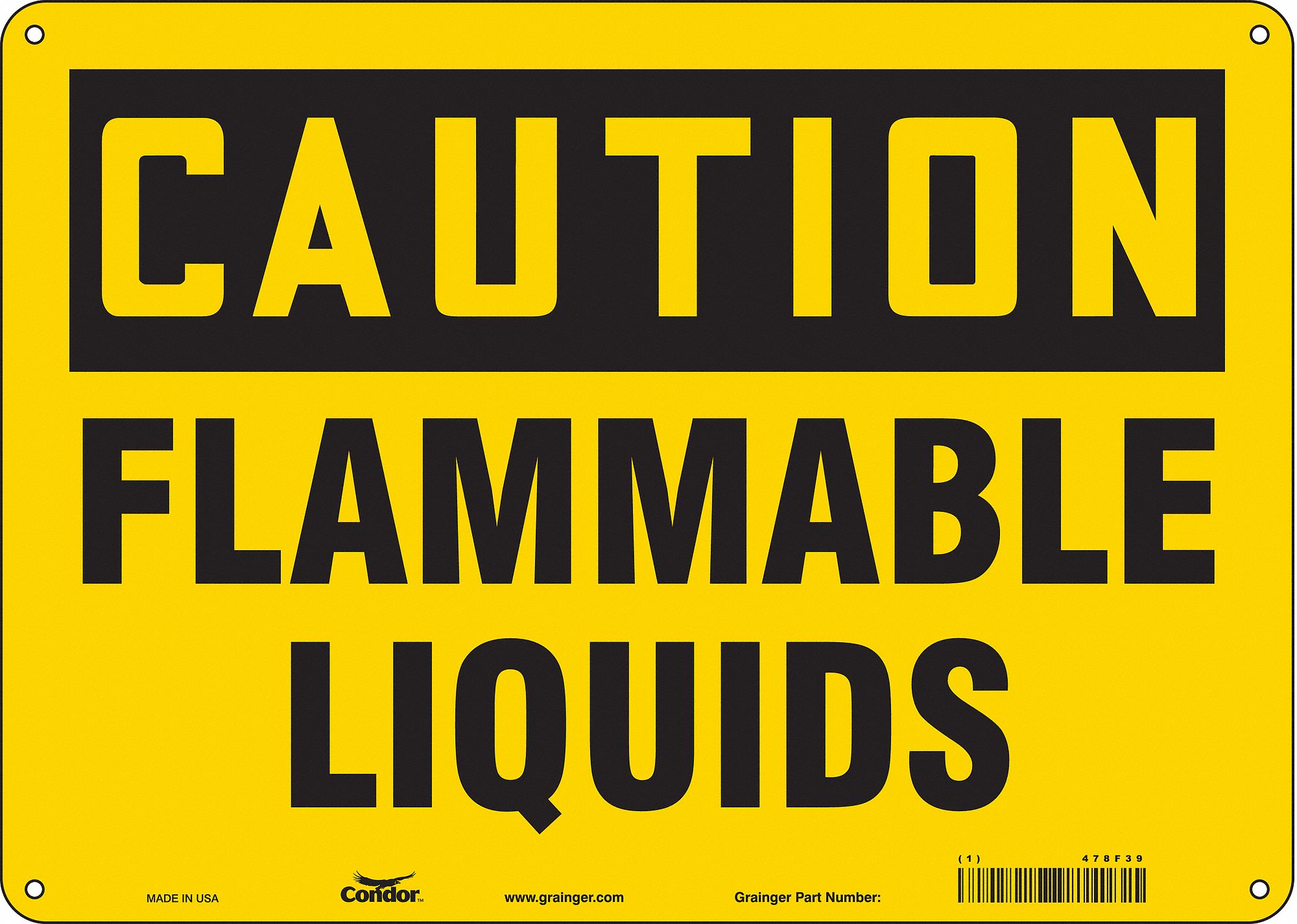 Safety Sign: Aluminum, Mounting Holes Sign Mounting, 10 in x 14 in Nominal Sign Size, 0.032 in Thick