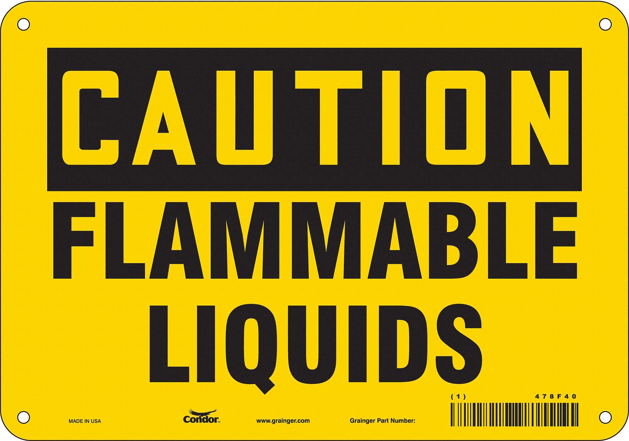 Safety Sign: Polyethylene, Mounting Holes Sign Mounting, 7 in x 10 in Nominal Sign Size