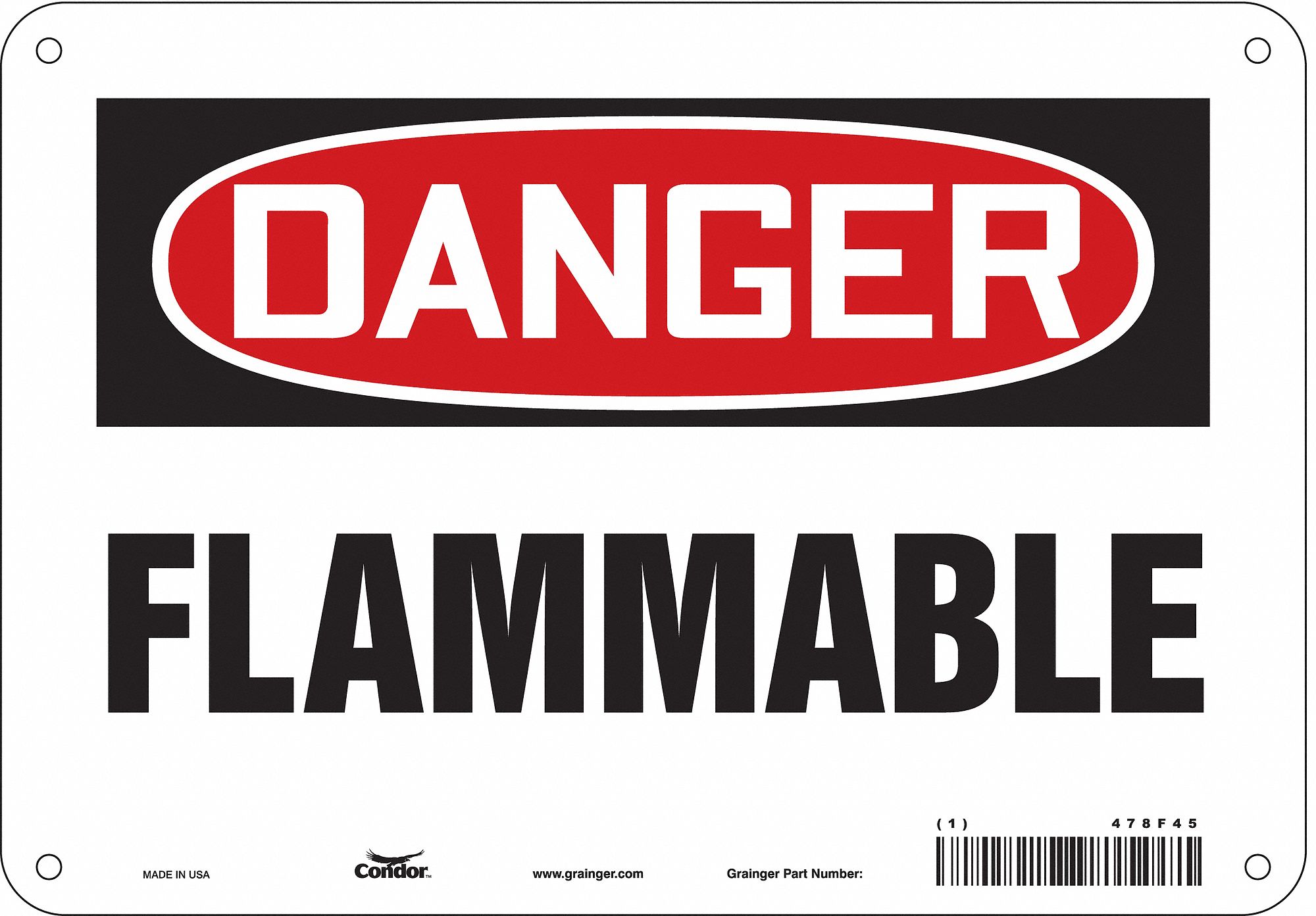 Safety Sign: Aluminum, Mounting Holes Sign Mounting, 7 in x 10 in Nominal Sign Size, 0.032 in Thick