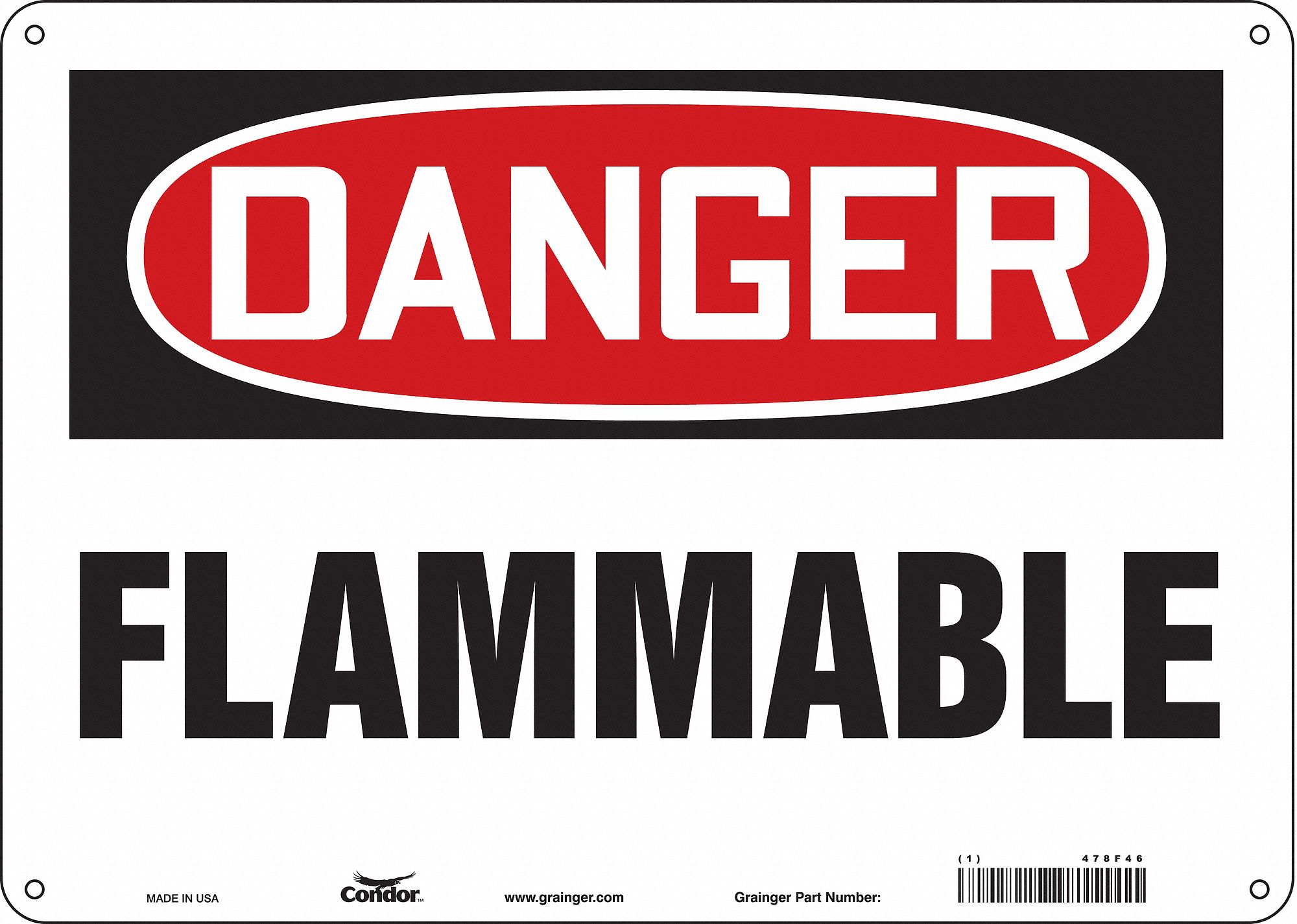 Safety Sign: Aluminum, Mounting Holes Sign Mounting, 10 in x 14 in Nominal Sign Size, 0.032 in Thick