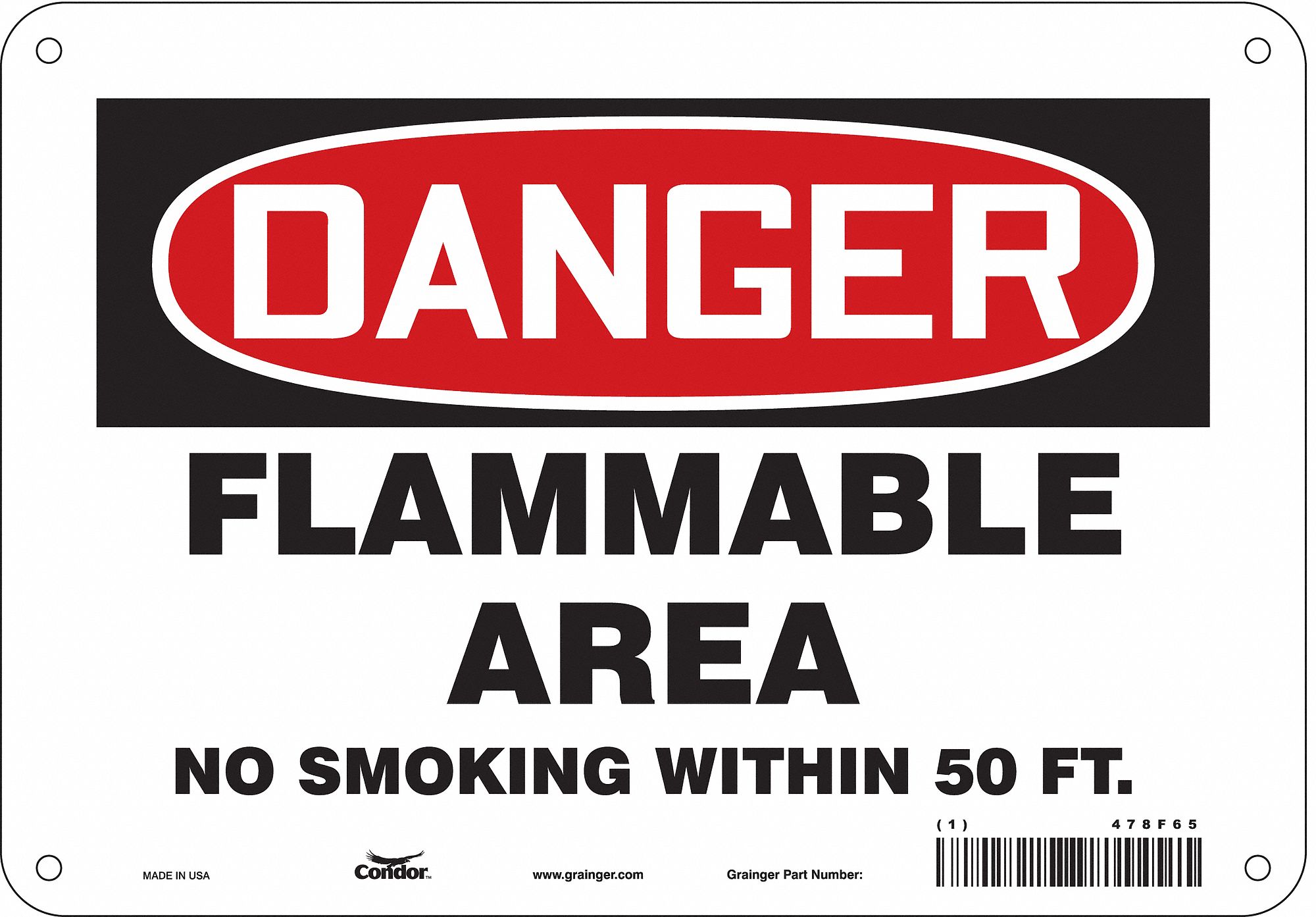 Safety Sign: Aluminum, Mounting Holes Sign Mounting, 7 in x 10 in Nominal Sign Size, 0.032 in Thick