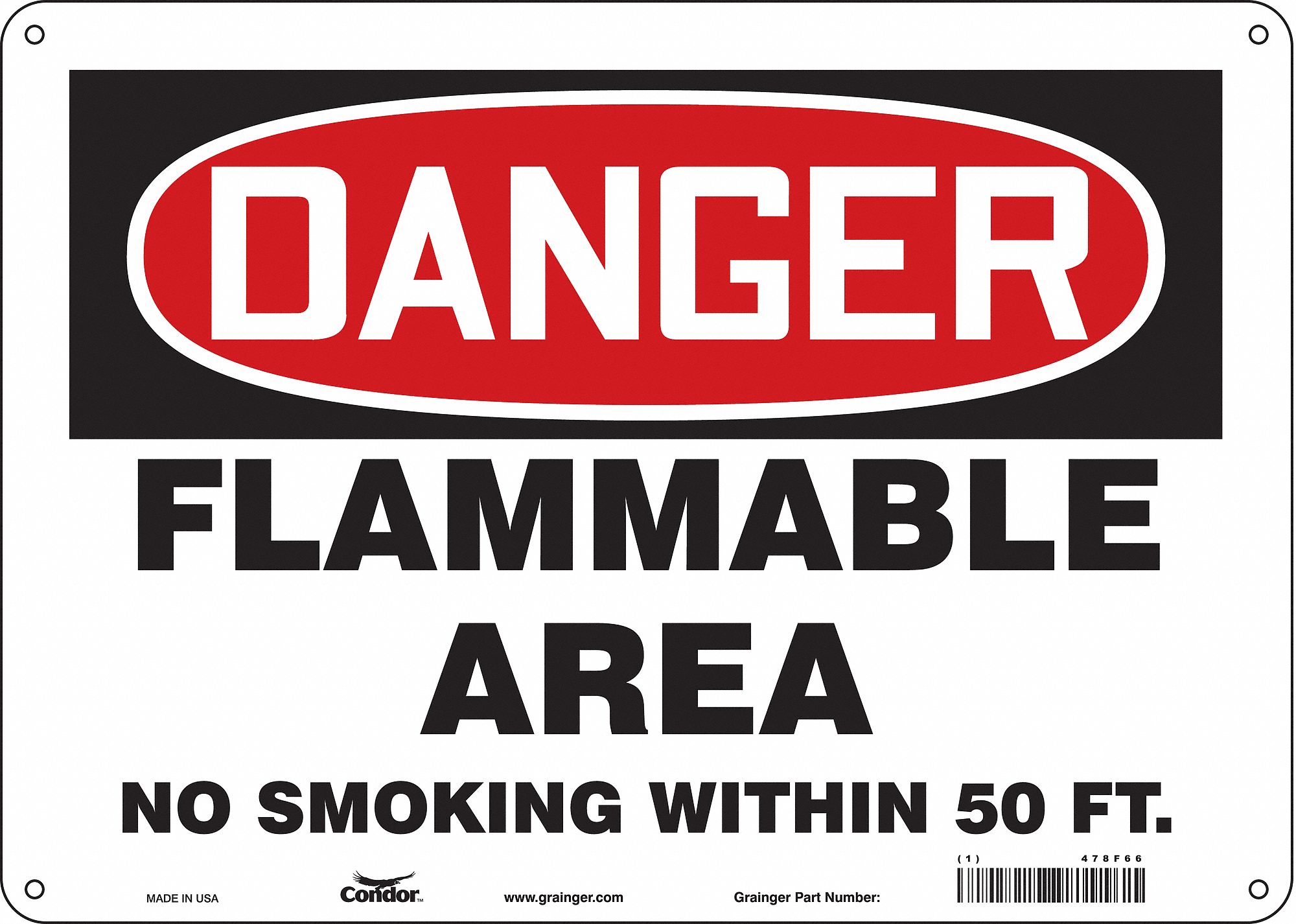 Safety Sign: Aluminum, Mounting Holes Sign Mounting, 10 in x 14 in Nominal Sign Size, 0.032 in Thick