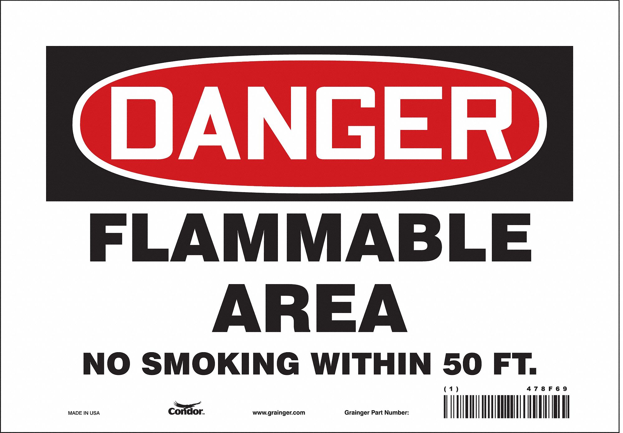 Safety Sign: Vinyl, Adhesive Sign Mounting, 7 in x 10 in Nominal Sign Size, Not Retroreflective