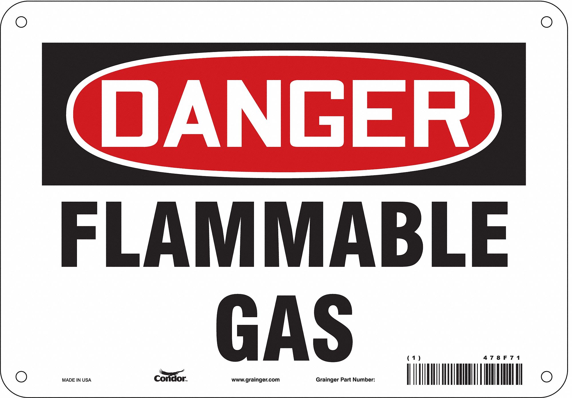 Safety Sign: Aluminum, Mounting Holes Sign Mounting, 7 in x 10 in Nominal Sign Size, 0.032 in Thick