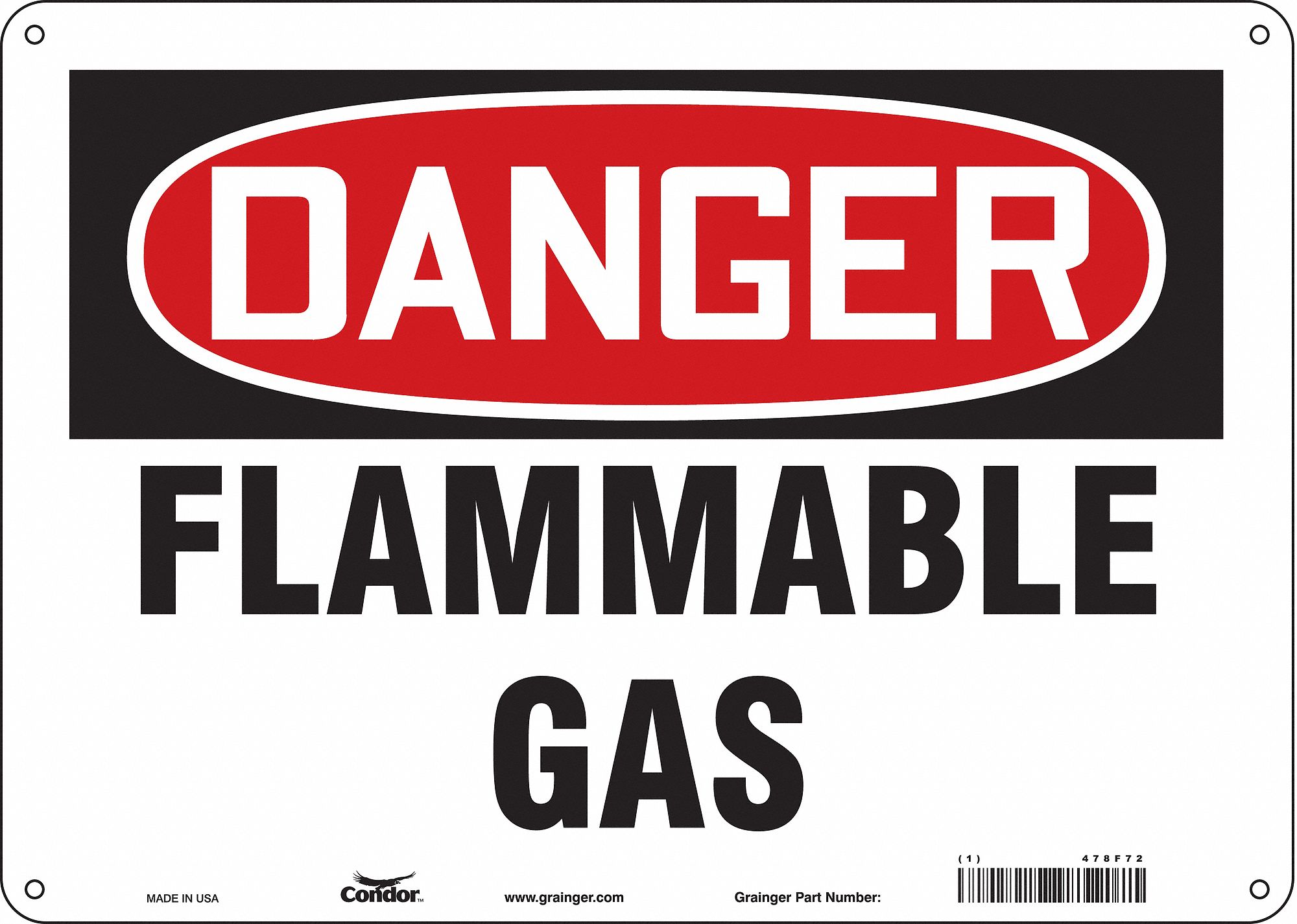 Safety Sign: Aluminum, Mounting Holes Sign Mounting, 10 in x 14 in Nominal Sign Size, 0.032 in Thick