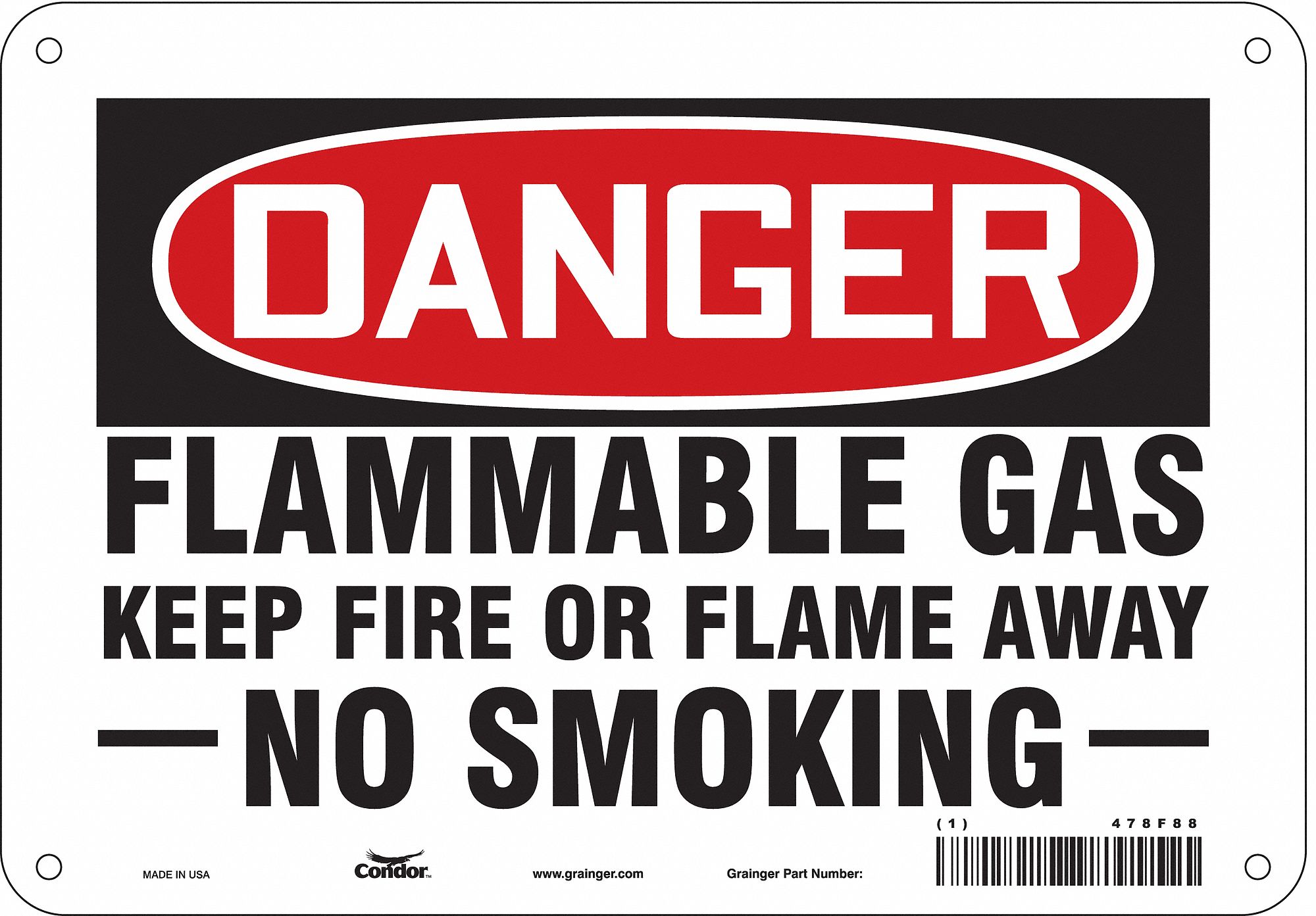 Safety Sign: Aluminum, Mounting Holes Sign Mounting, 7 in x 10 in Nominal Sign Size, 0.032 in Thick