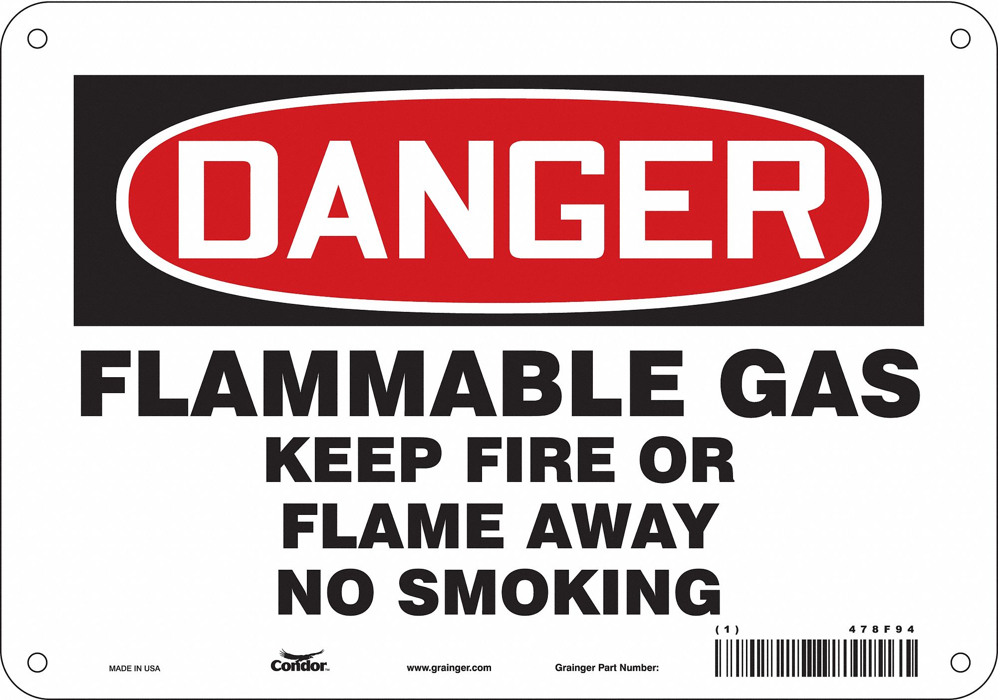 Safety Sign: Aluminum, Mounting Holes Sign Mounting, 7 in x 10 in Nominal Sign Size, 0.032 in Thick