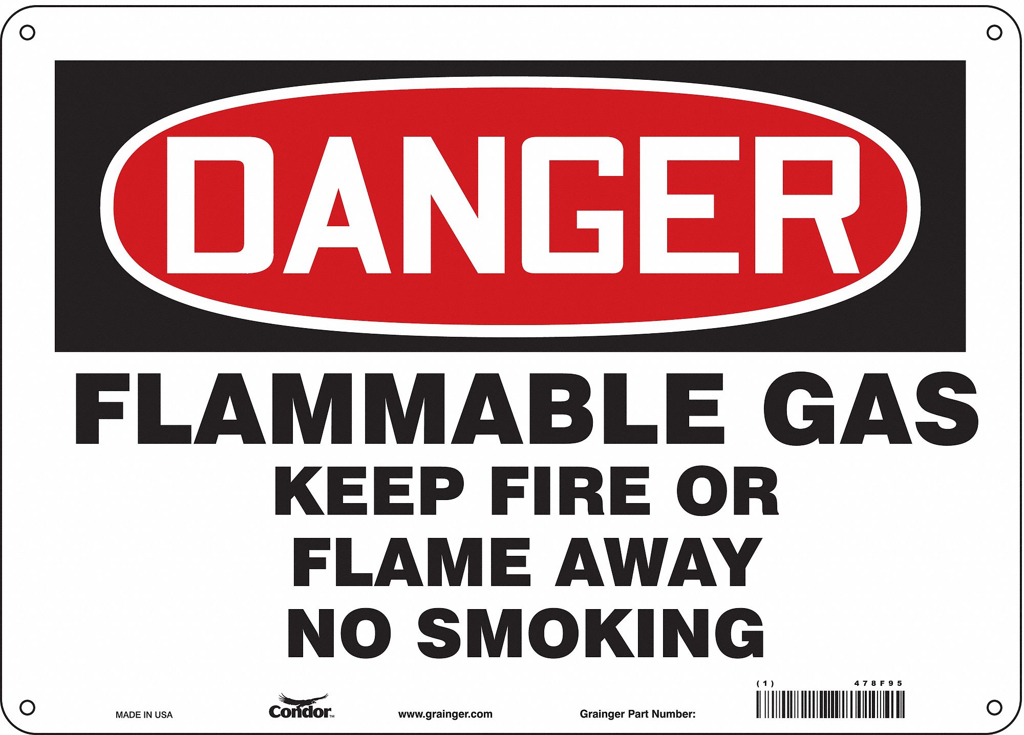 Safety Sign: Aluminum, Mounting Holes Sign Mounting, 10 in x 14 in Nominal Sign Size, 0.032 in Thick