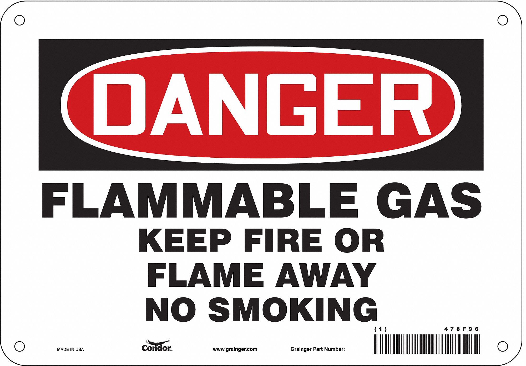 Safety Sign: Polyethylene, Mounting Holes Sign Mounting, 7 in x 10 in Nominal Sign Size, Danger