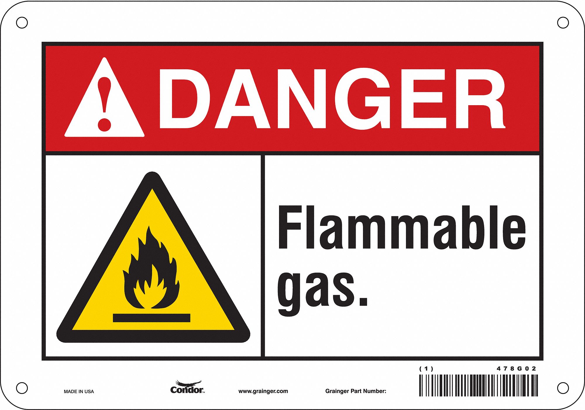Safety Sign: Aluminum, Mounting Holes Sign Mounting, 7 in x 10 in Nominal Sign Size, 0.032 in Thick