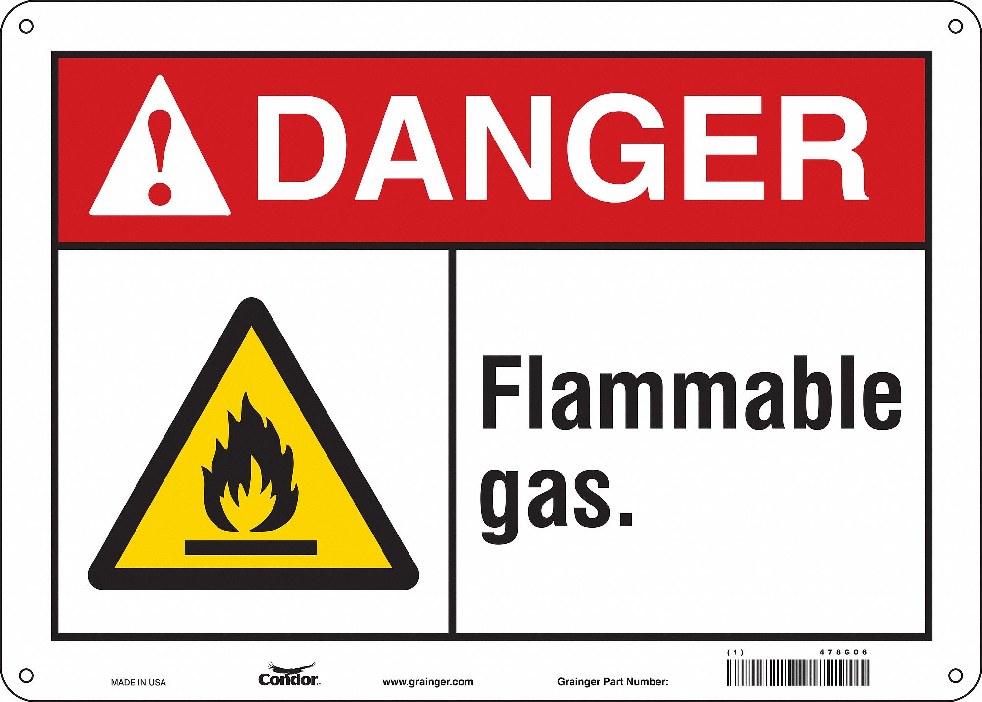 Safety Sign: Polyethylene, Mounting Holes Sign Mounting, 10 in x 14 in Nominal Sign Size