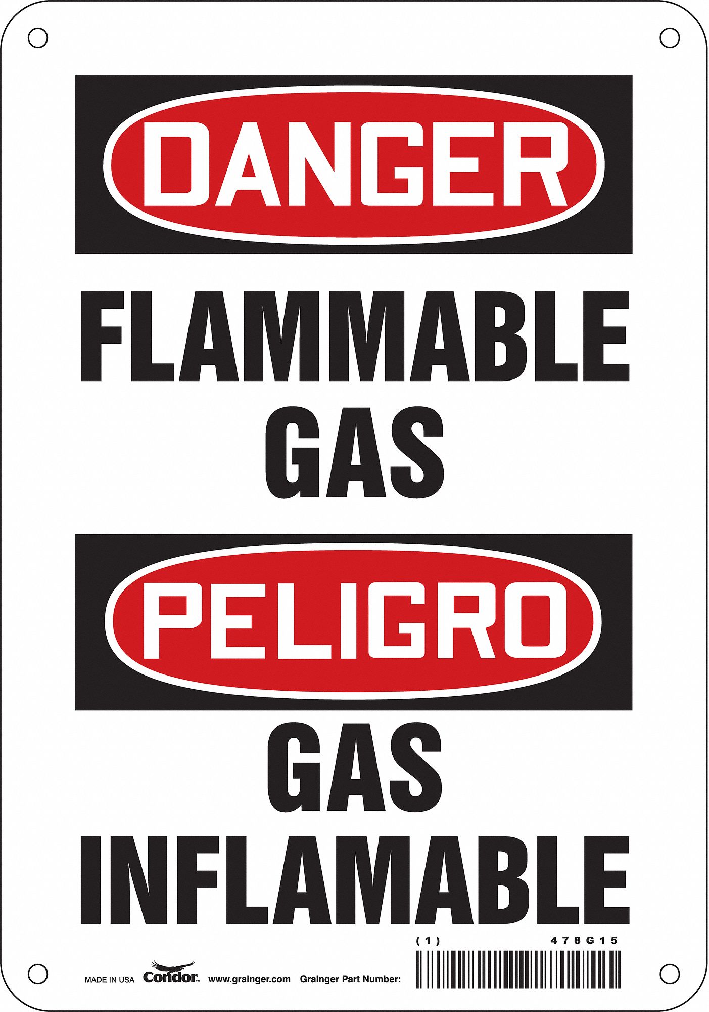 Safety Sign: Aluminum, Mounting Holes Sign Mounting, 10 in x 7 in Nominal Sign Size, 0.032 in Thick