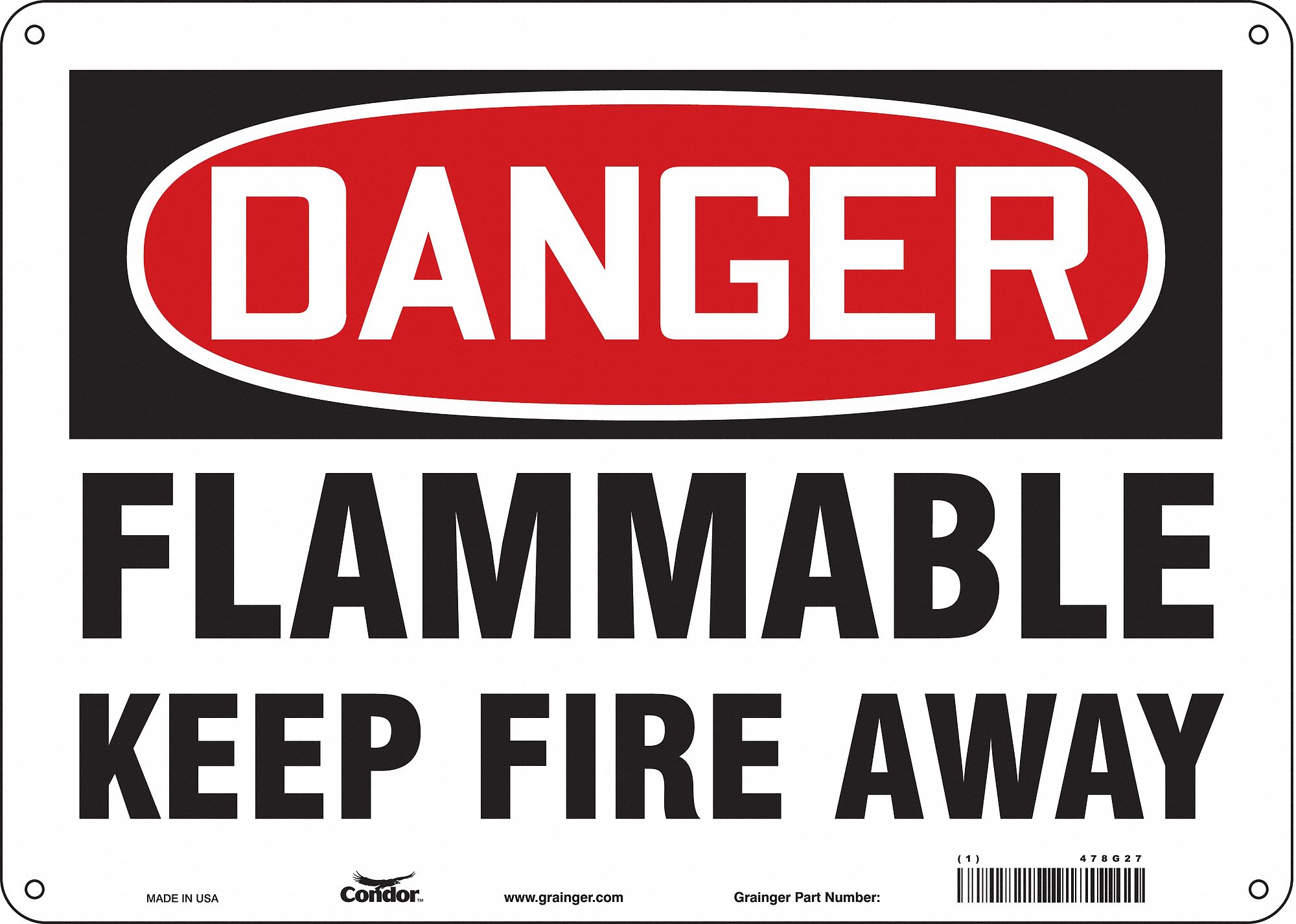Safety Sign, 10 in x 14 in, Fiberglass